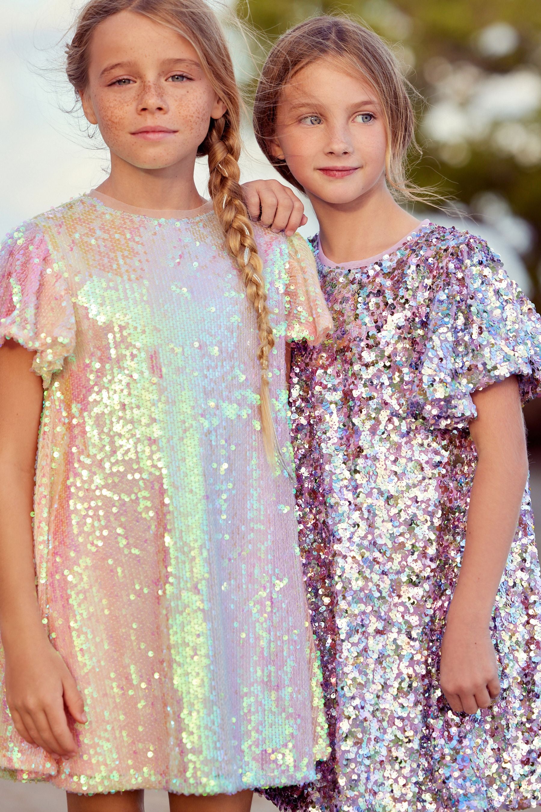 Pink/Blue/Green Rainbow Sequin Sparkle Party Dress (3-16yrs)