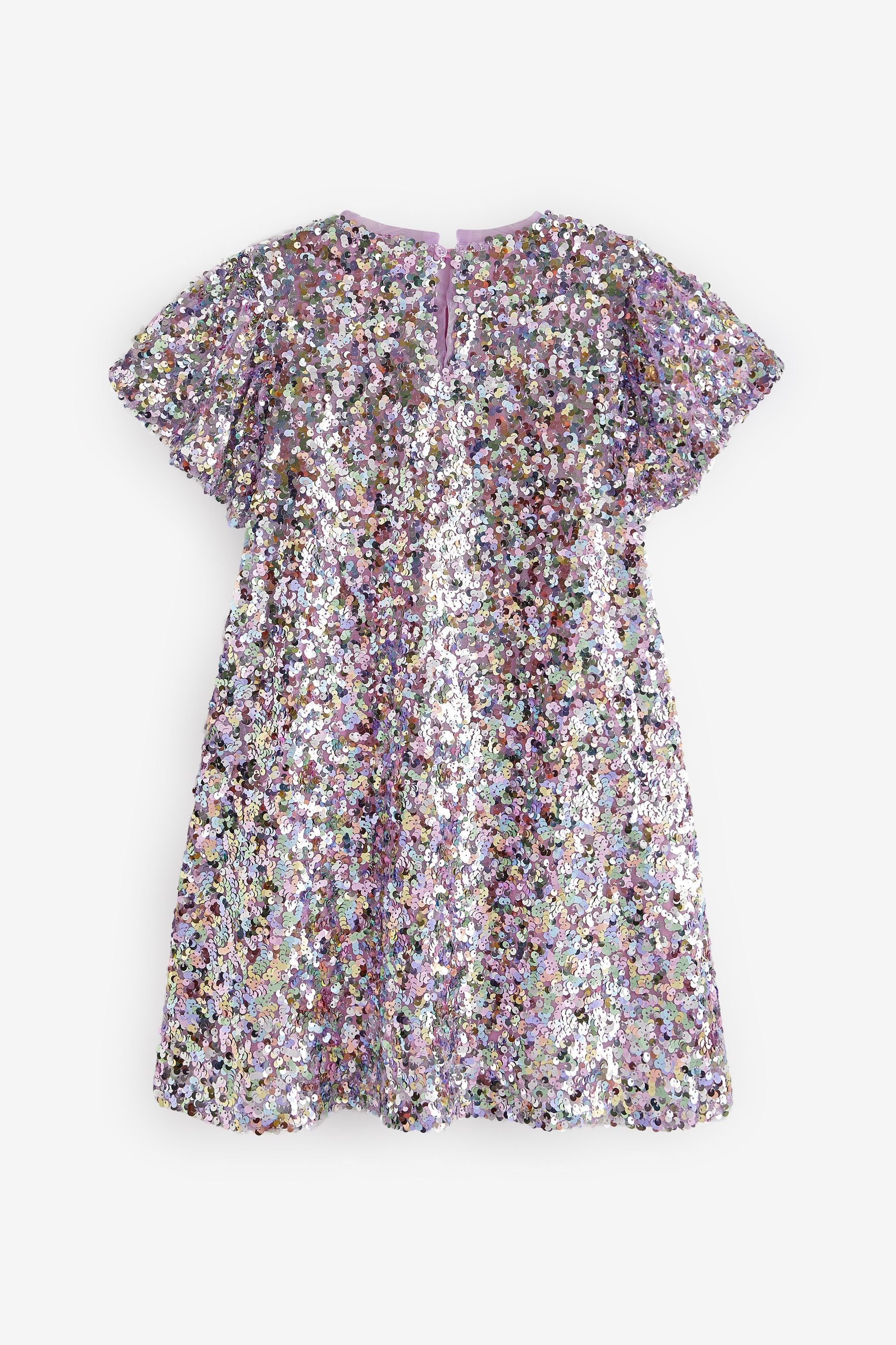 Lilac Purple/Pastel Rainbow Sequin Sparkle Party Dress (3-16yrs)