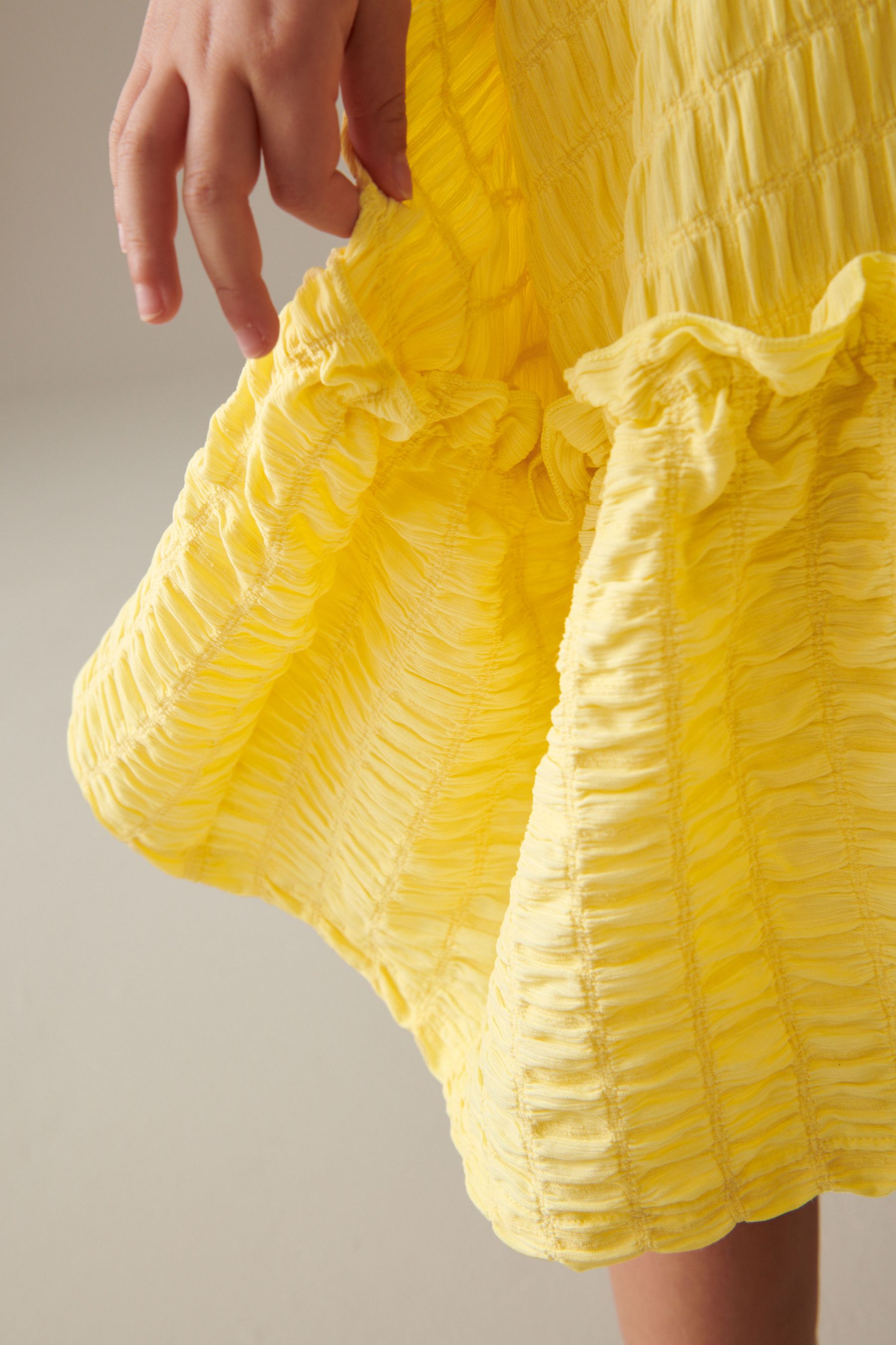 Soft Yellow 3D Texture Dress (3-16yrs)