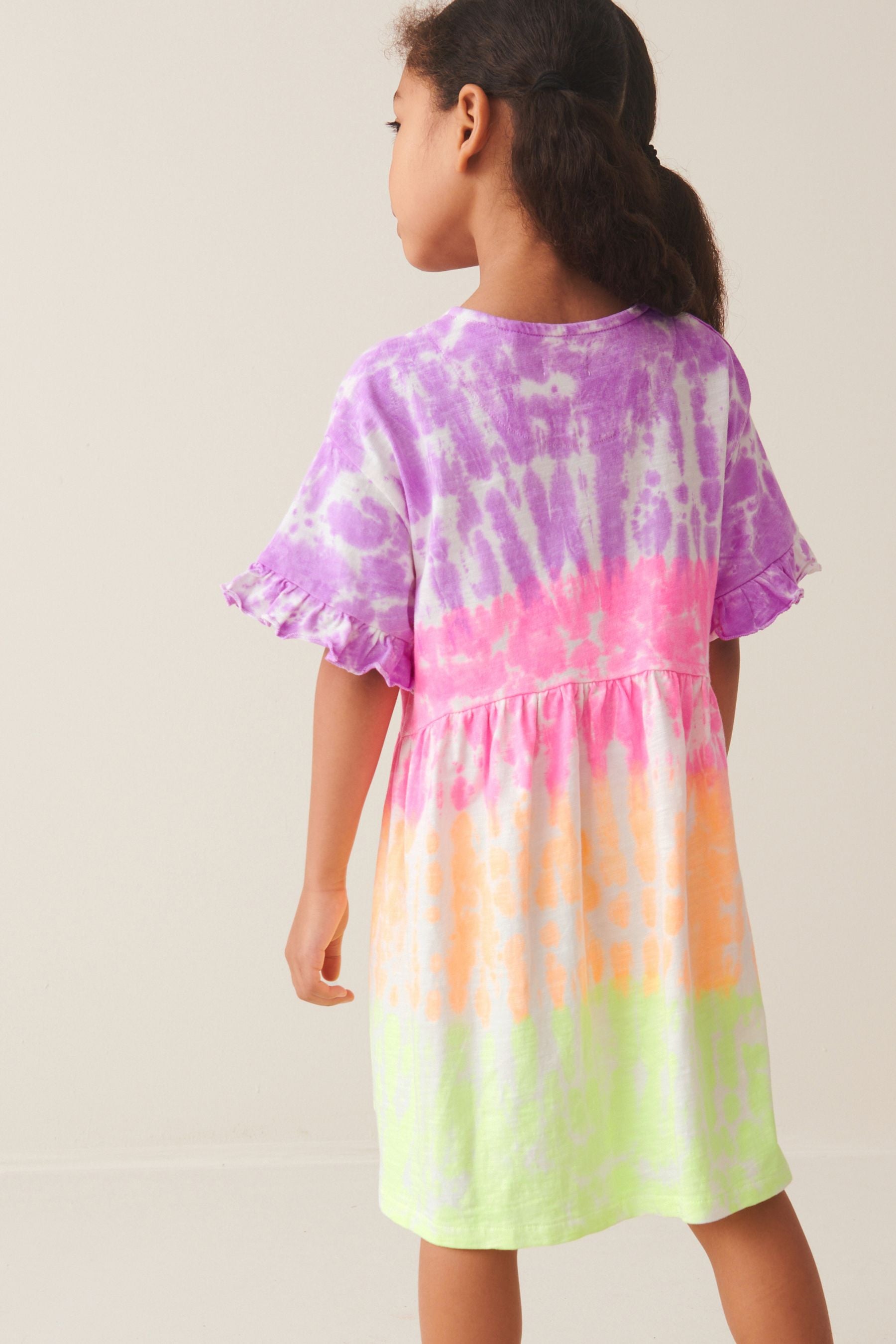 Multi Tie Dye Short Sleeve Cotton Jersey Dress (3-16yrs)