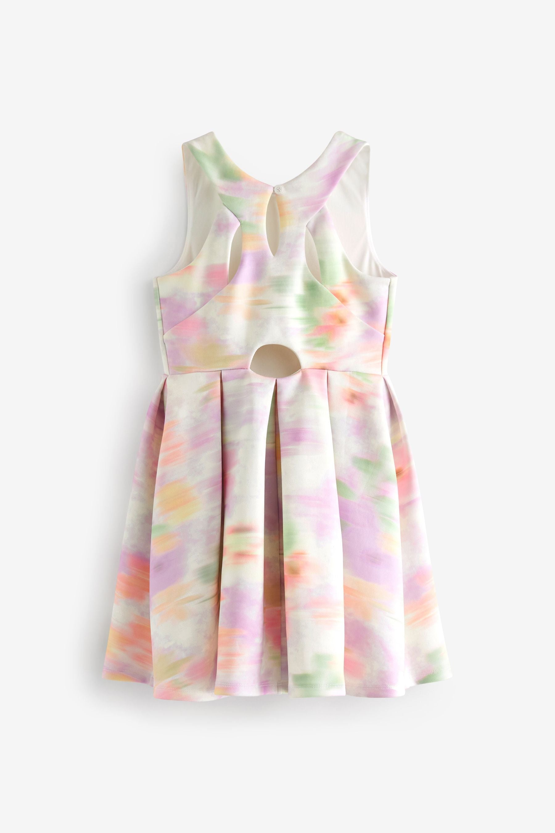 Cream Cut Out Detail Scuba Occasion Dress (1.5-16yrs)