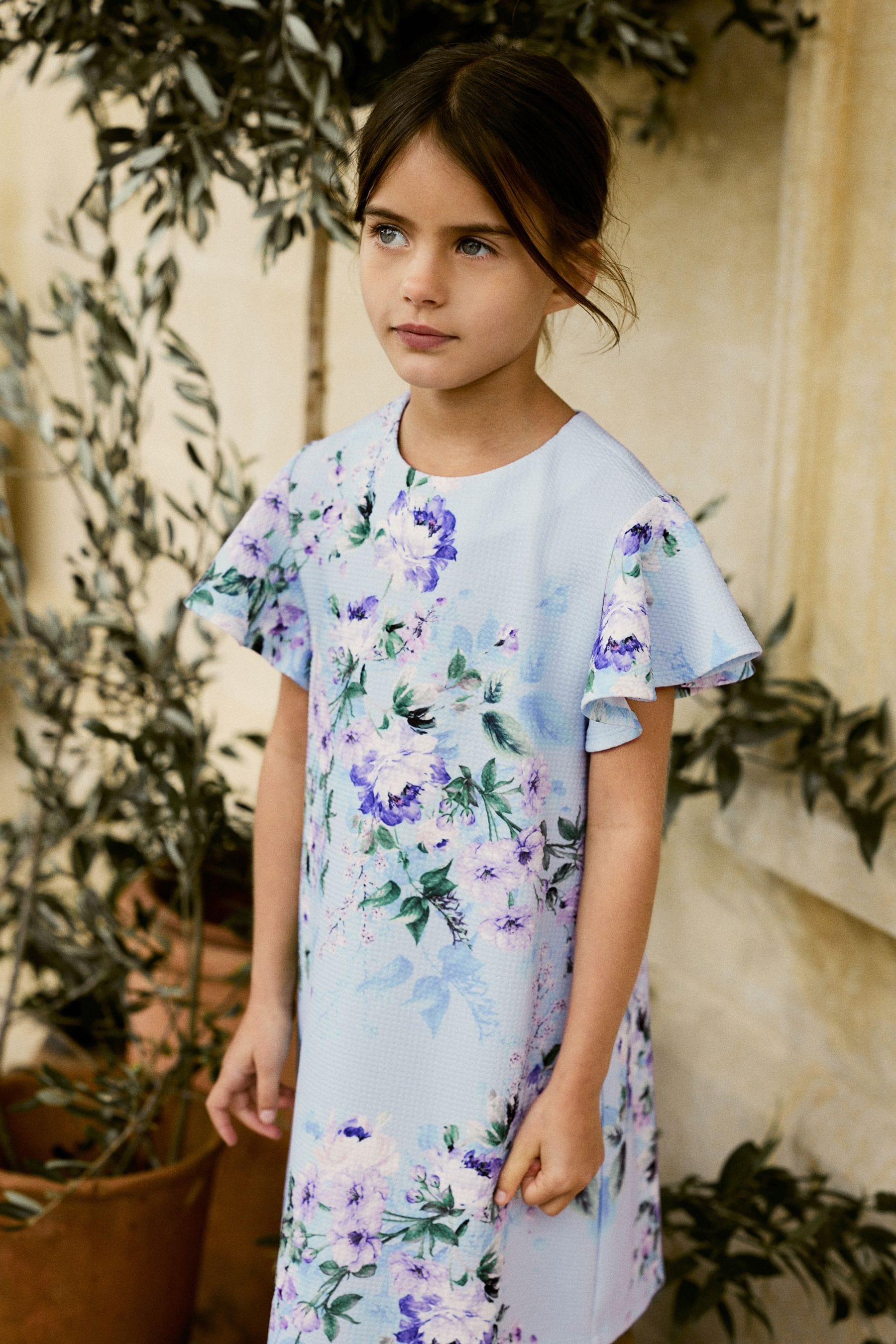 Blue Floral Print Ocassion Dress (1.5-16yrs)