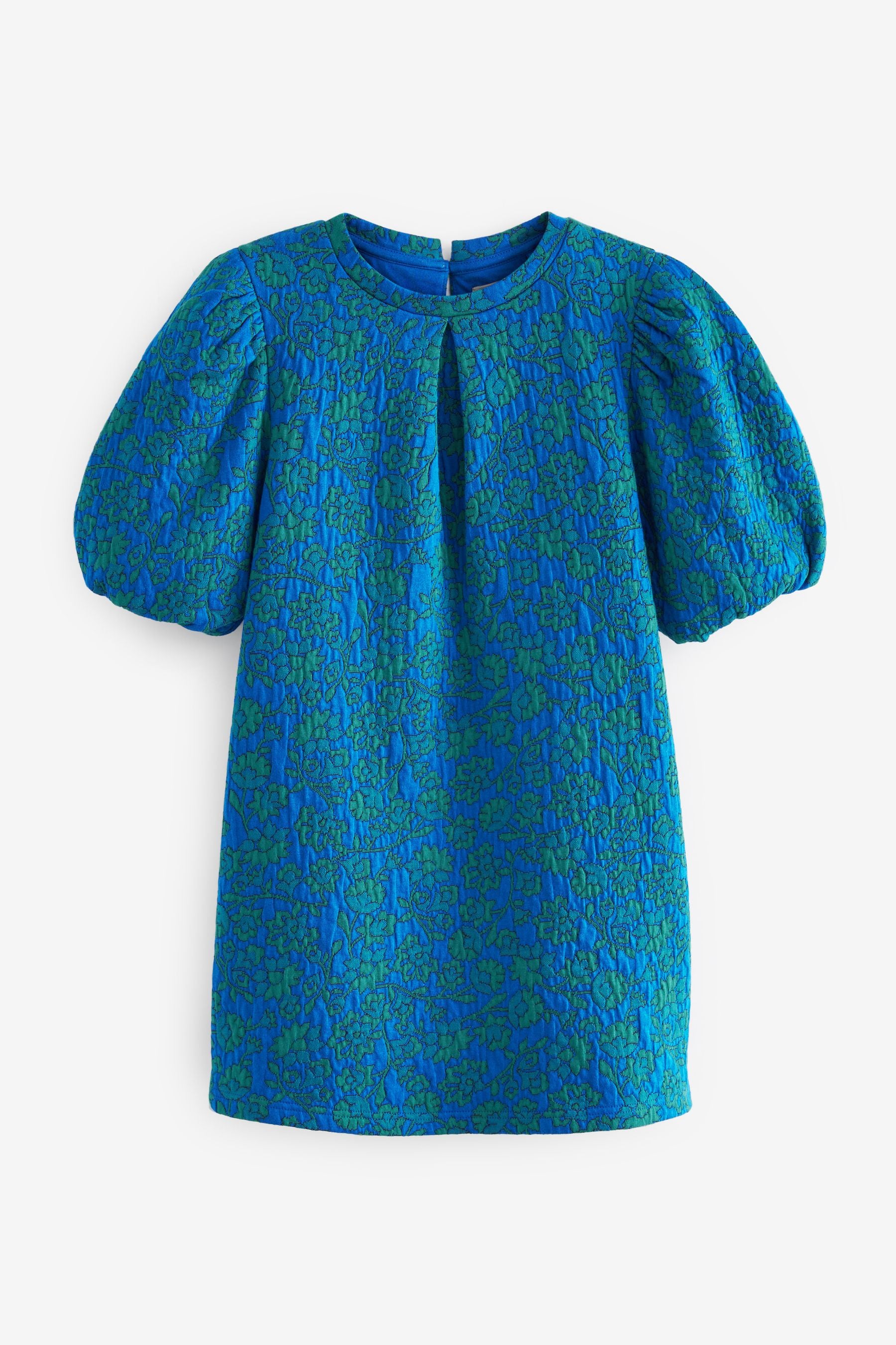 Blue/Green Floral Texture Jersey Jacquard Dress (1.5-16yrs)