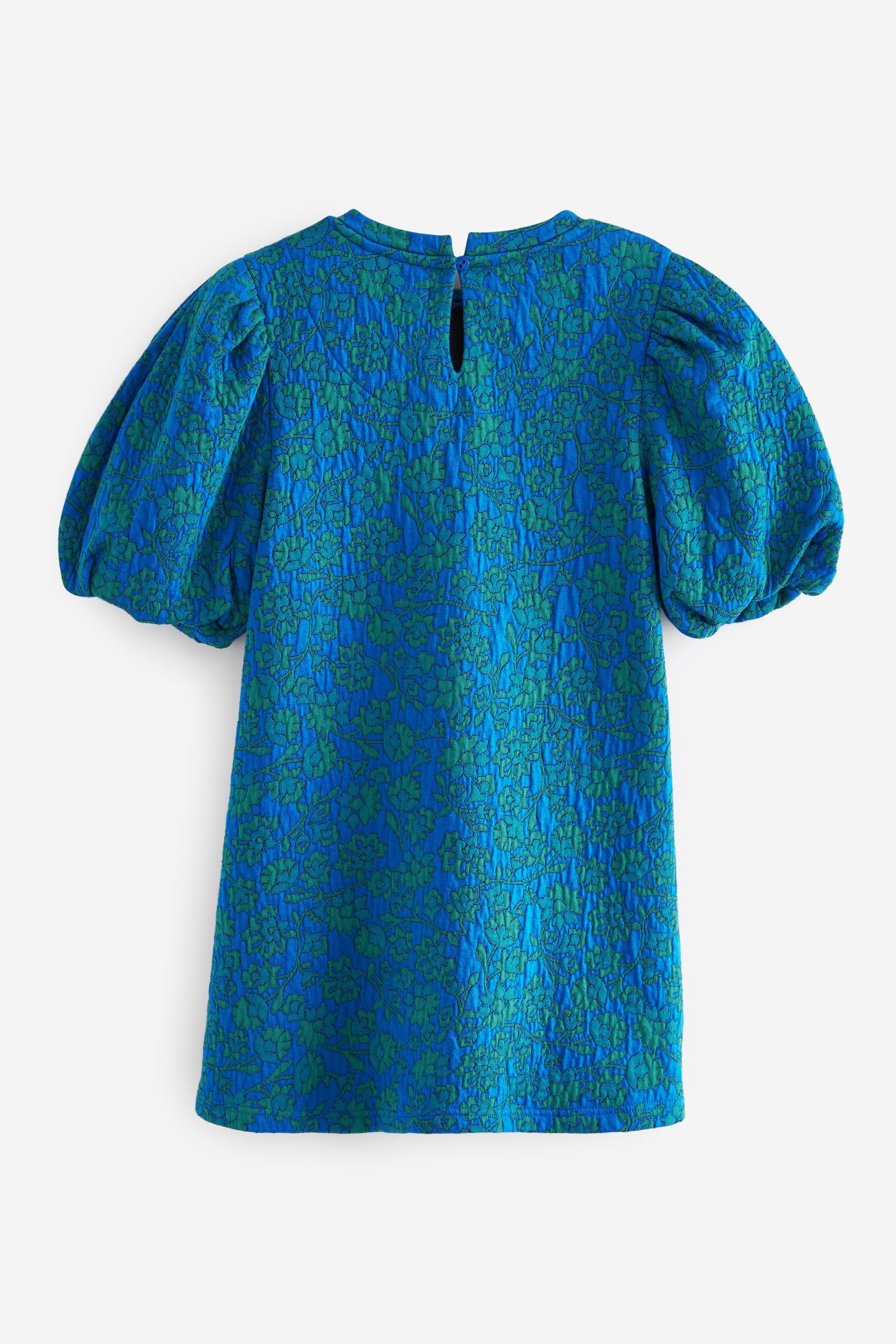 Blue/Green Floral Texture Jersey Jacquard Dress (1.5-16yrs)