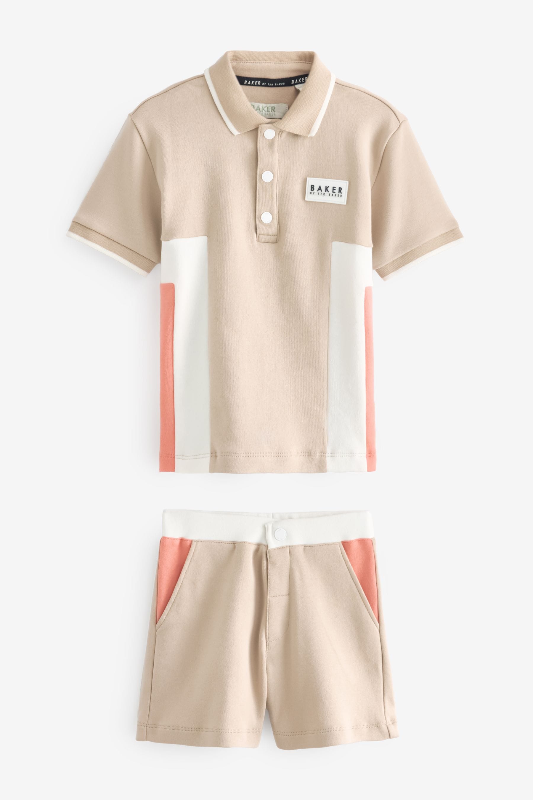 Stone Baker by Ted Baker Colourblock Polo Shirt and Short Set