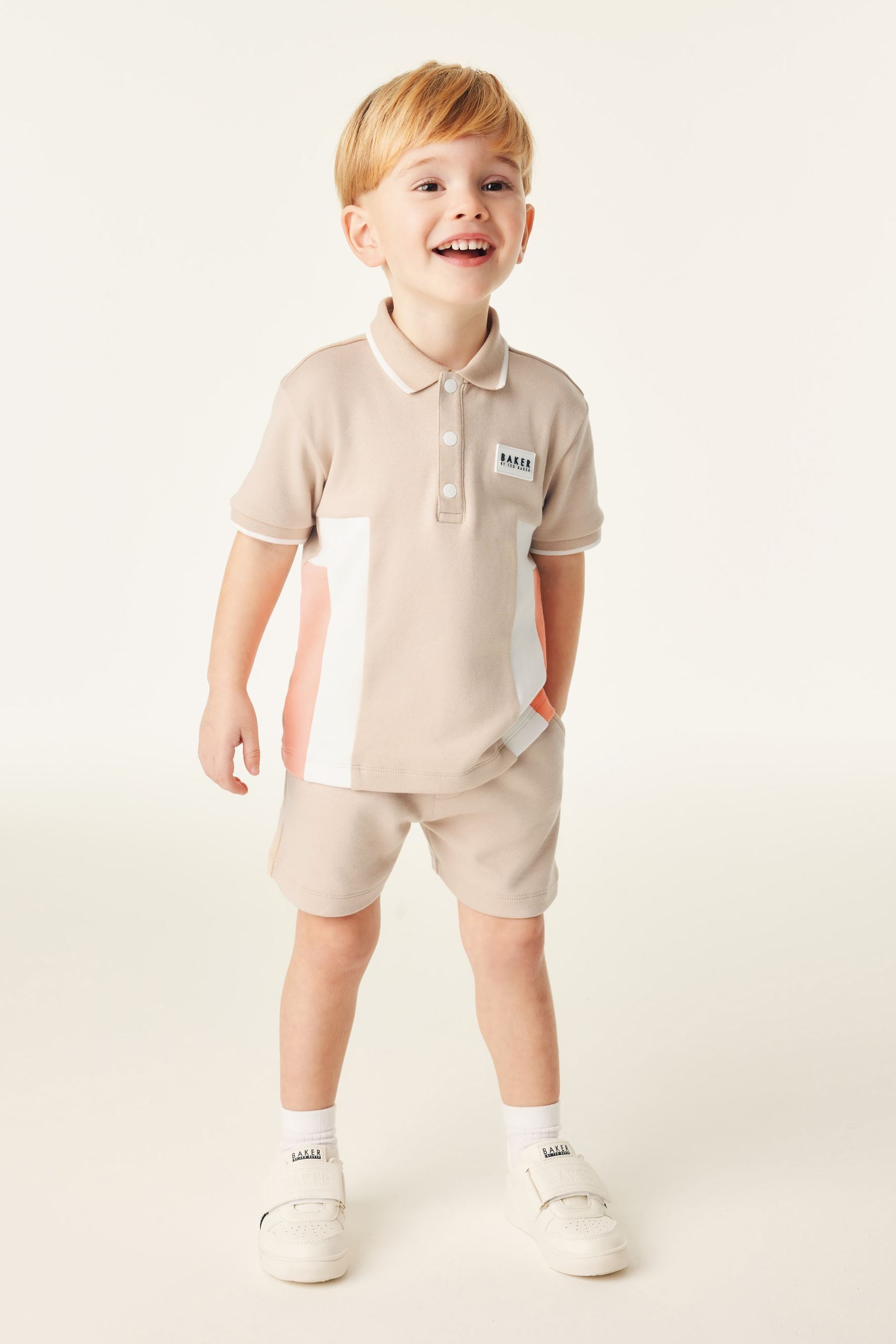 Stone Baker by Ted Baker Colourblock Polo Shirt and Short Set