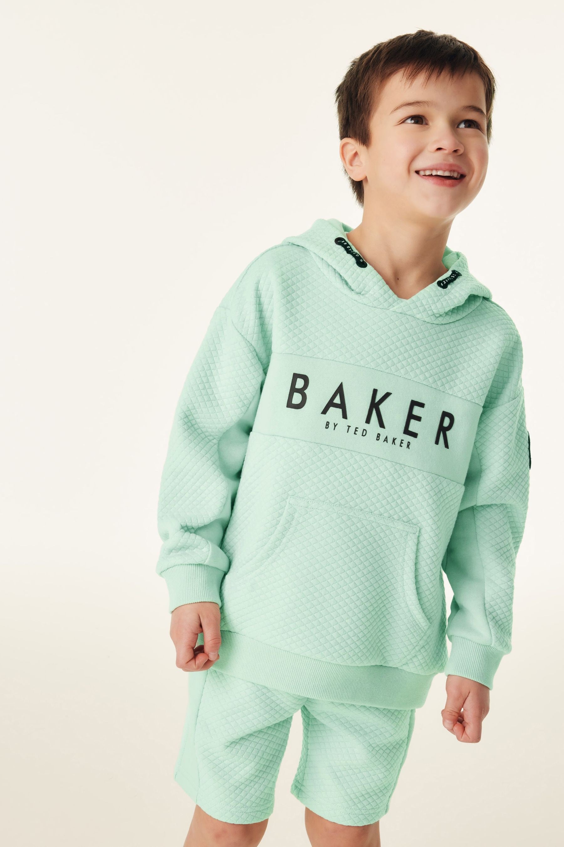 Green Baker by Ted Baker Textured Hoodie And Shorts Set