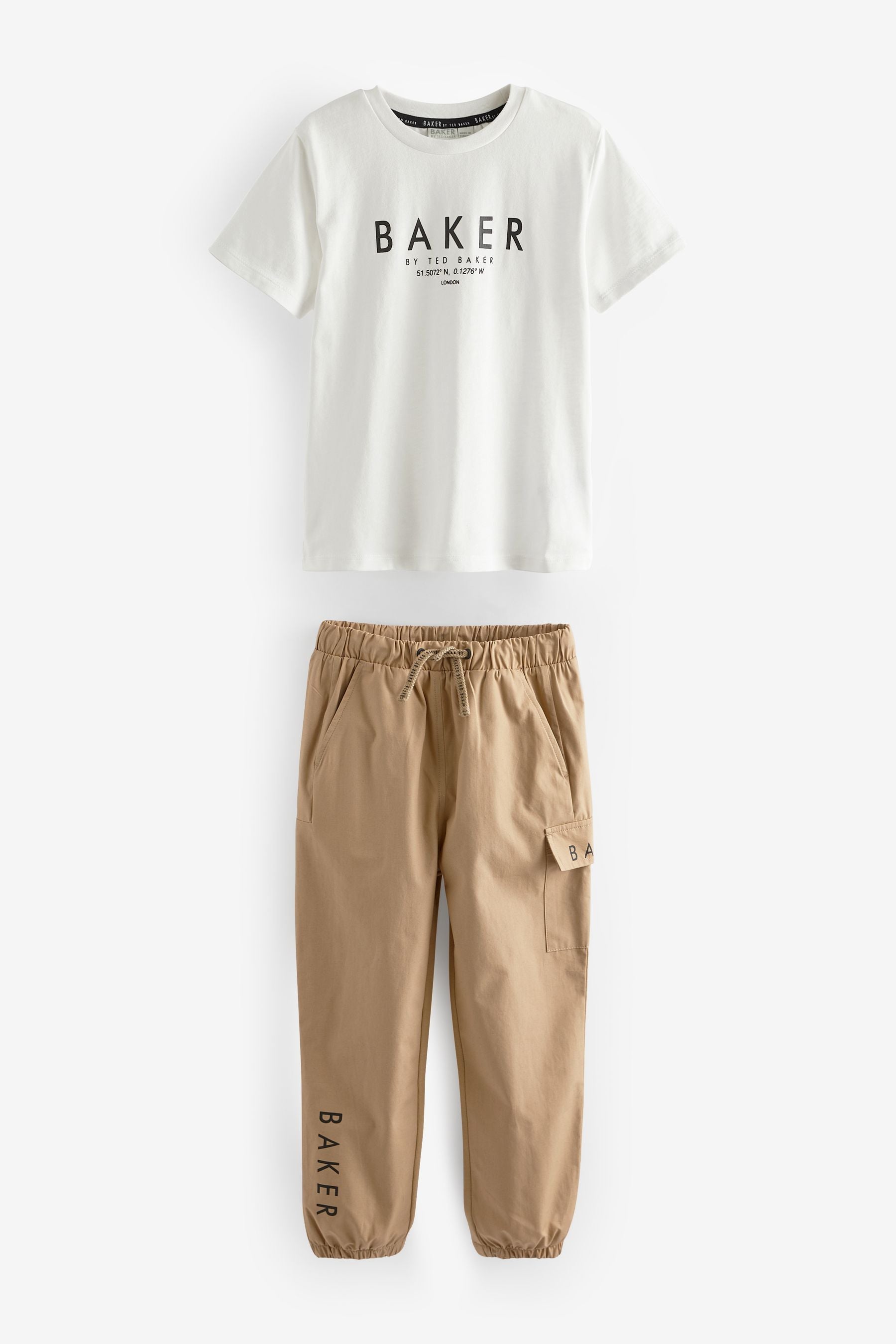 Baker by Ted Baker T-Shirt And Jersey/Woven Fabric Mix Cargo Trousers Set