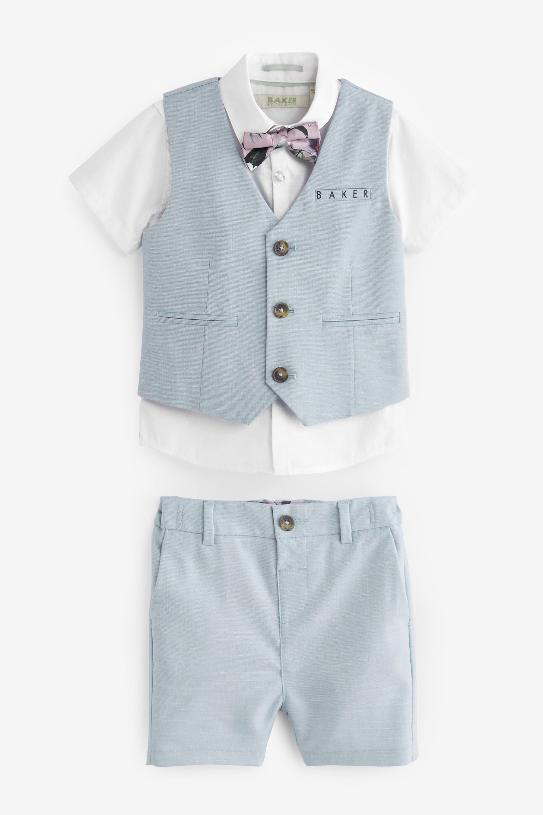 Light Blue Baker by Ted Baker Shirt Waistcoat and Short Set