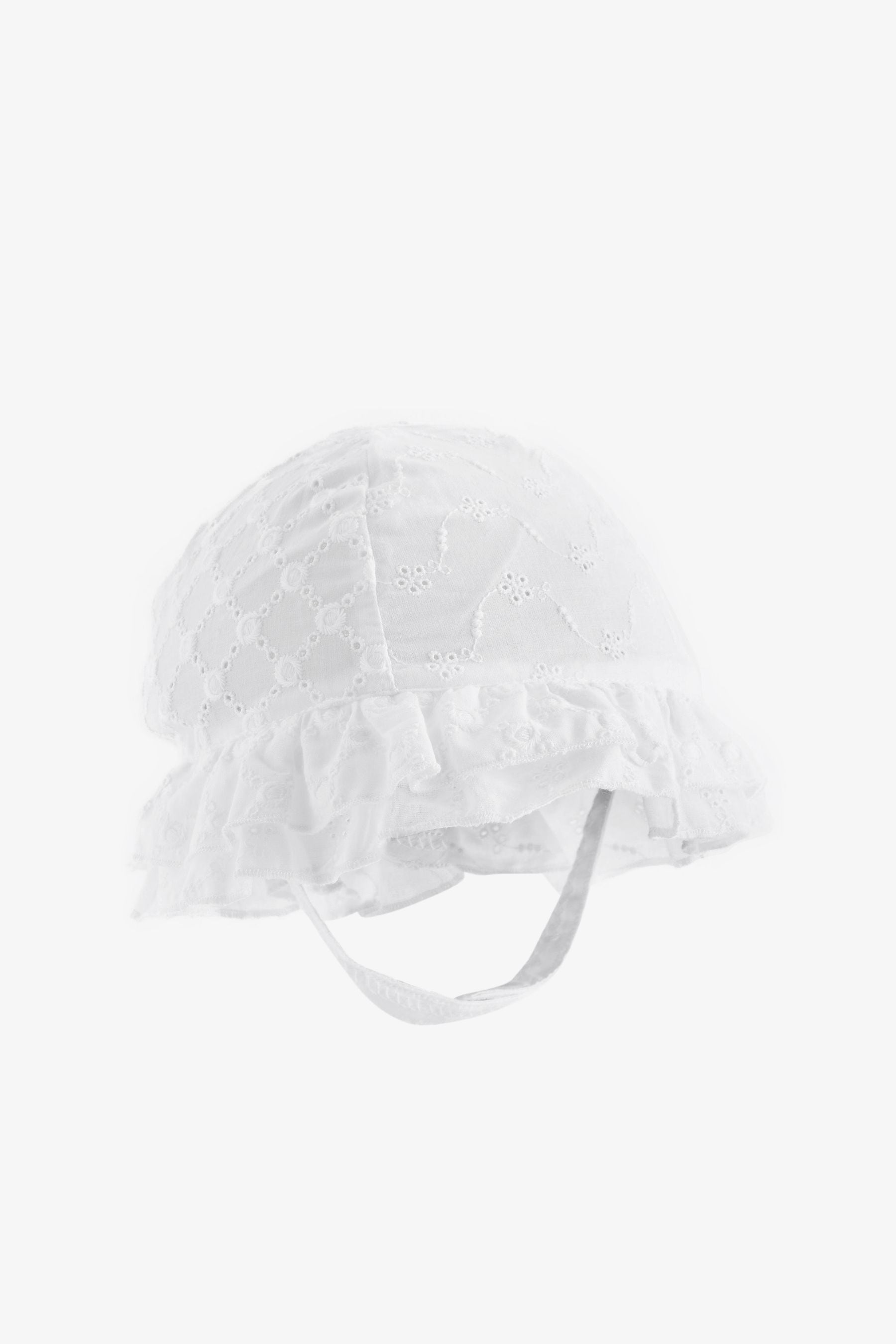 White Broderie Frill Bucket Hat (0mths-2yrs)