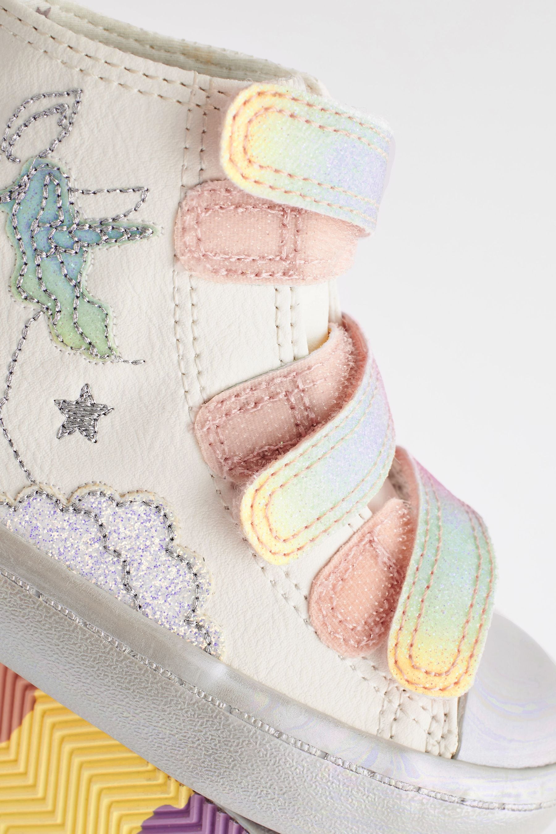 White Unicorn Glitter High Top Trainers