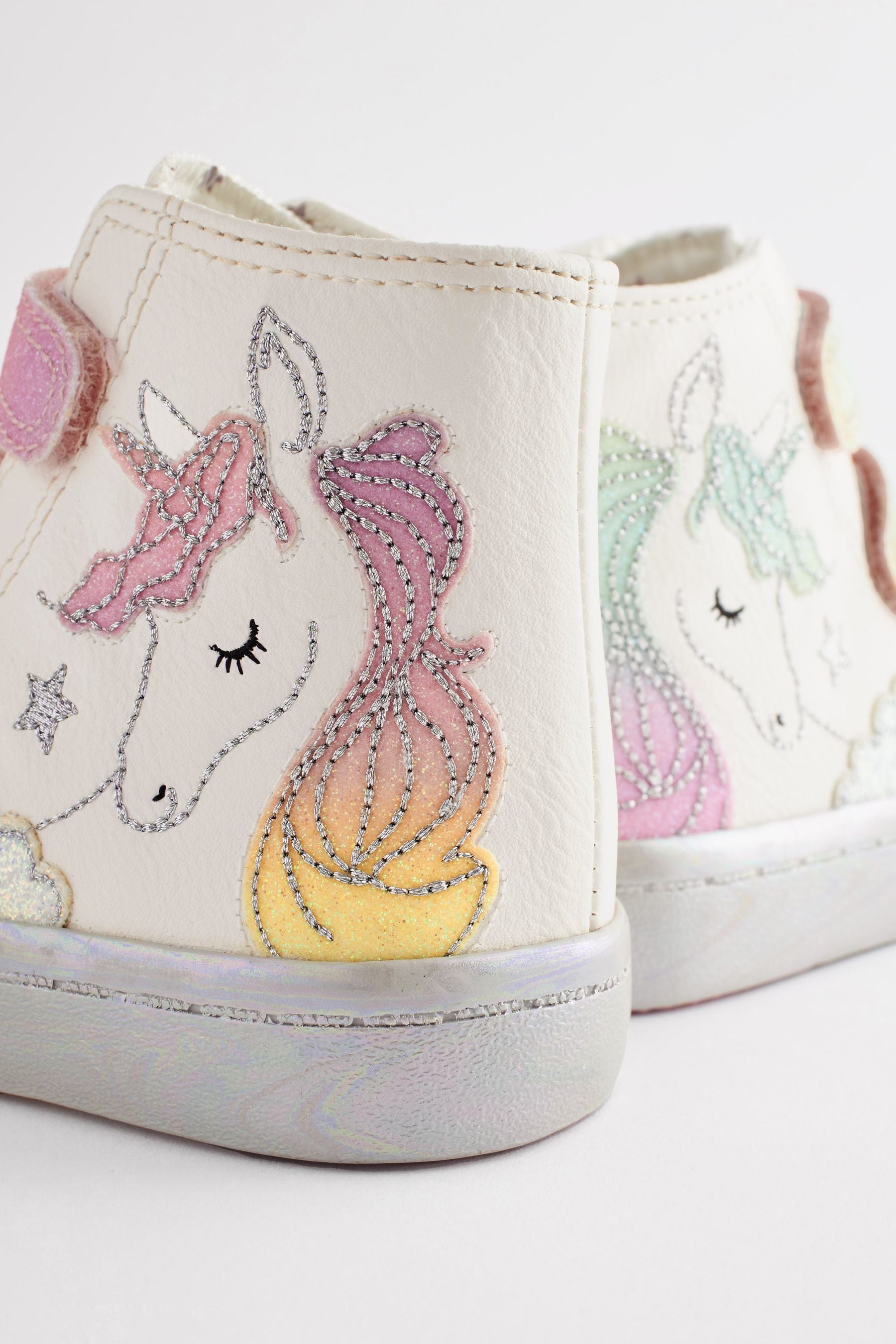 White Unicorn Glitter High Top Trainers