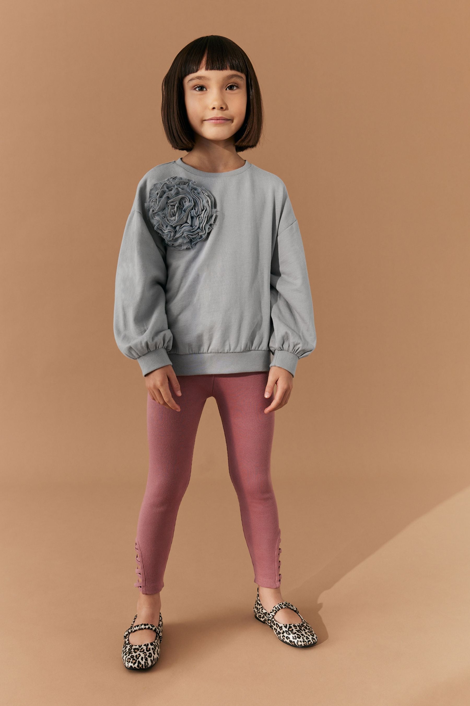 Grey Floral Corsage Crew Sweatshirt (3-16yrs)