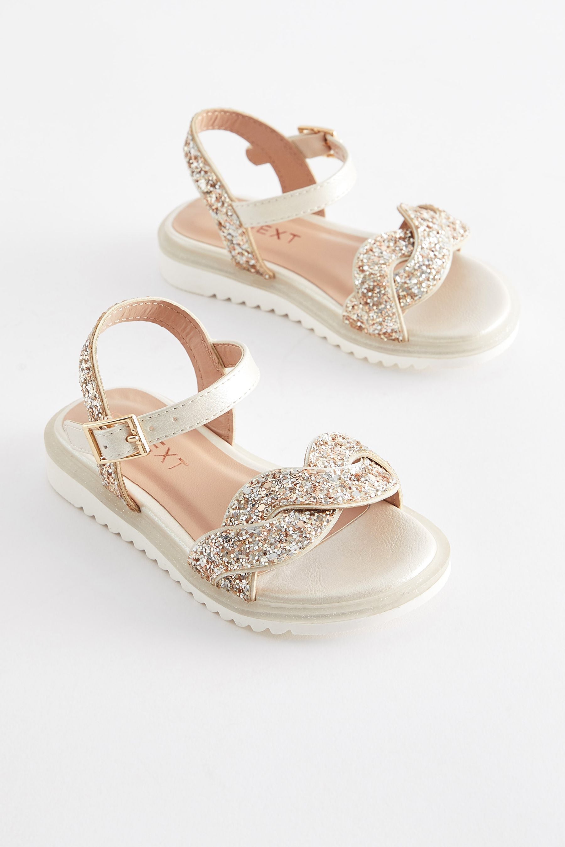 Ivory Cream Glitter Occasion Sandals