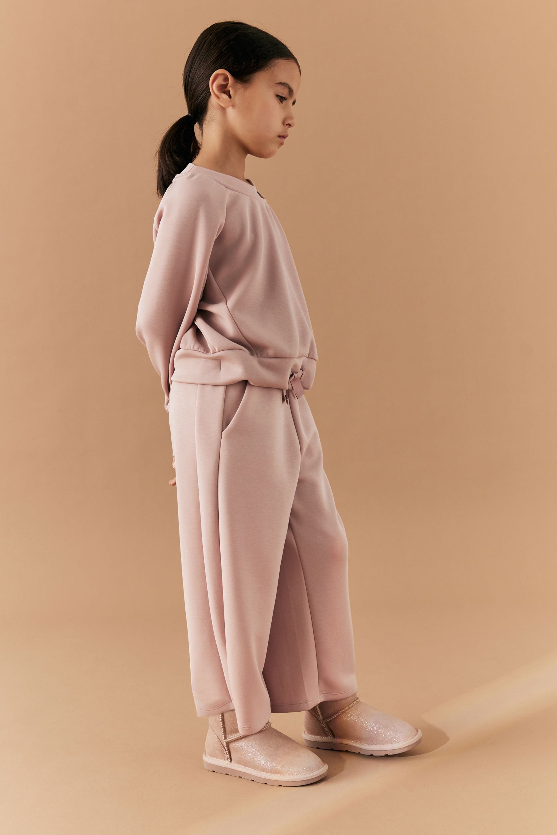 Pink Modal Sweatshirt And Wide Leg Trousers (3-16yrs)