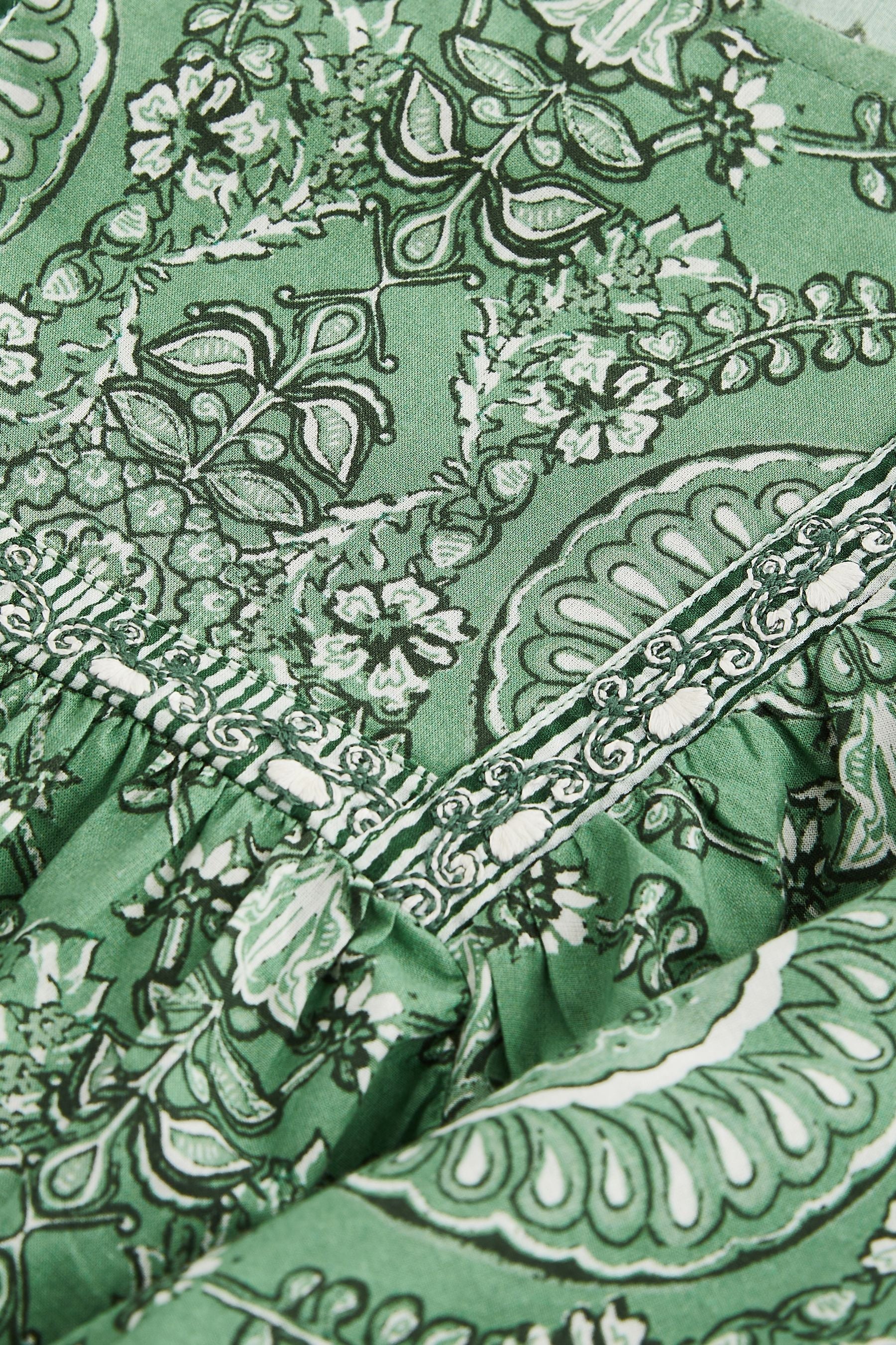 Green Printed Cotton Dress (3-16yrs)