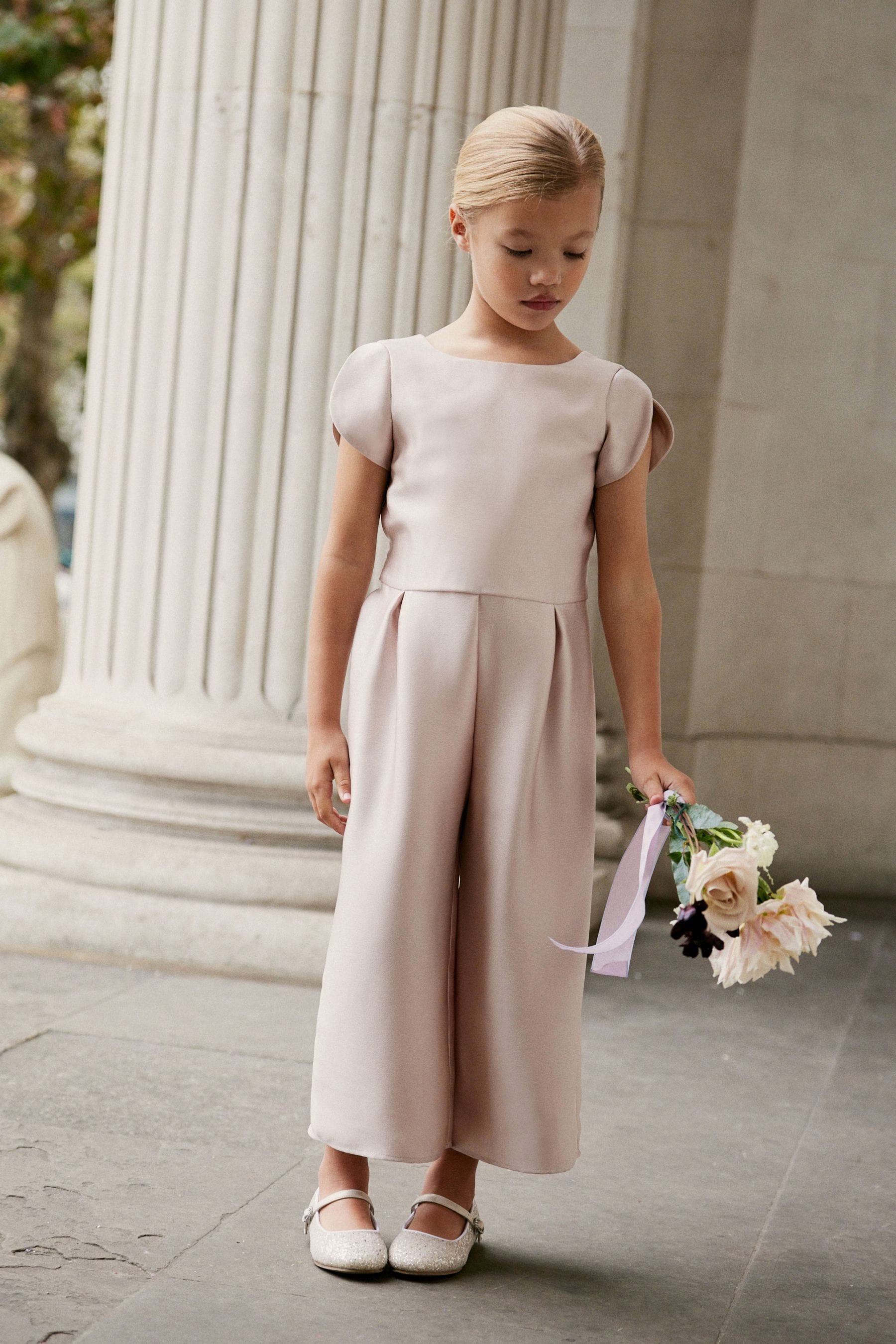 Pink Satin Bridesmaid Jumpsuit (3-16yrs)