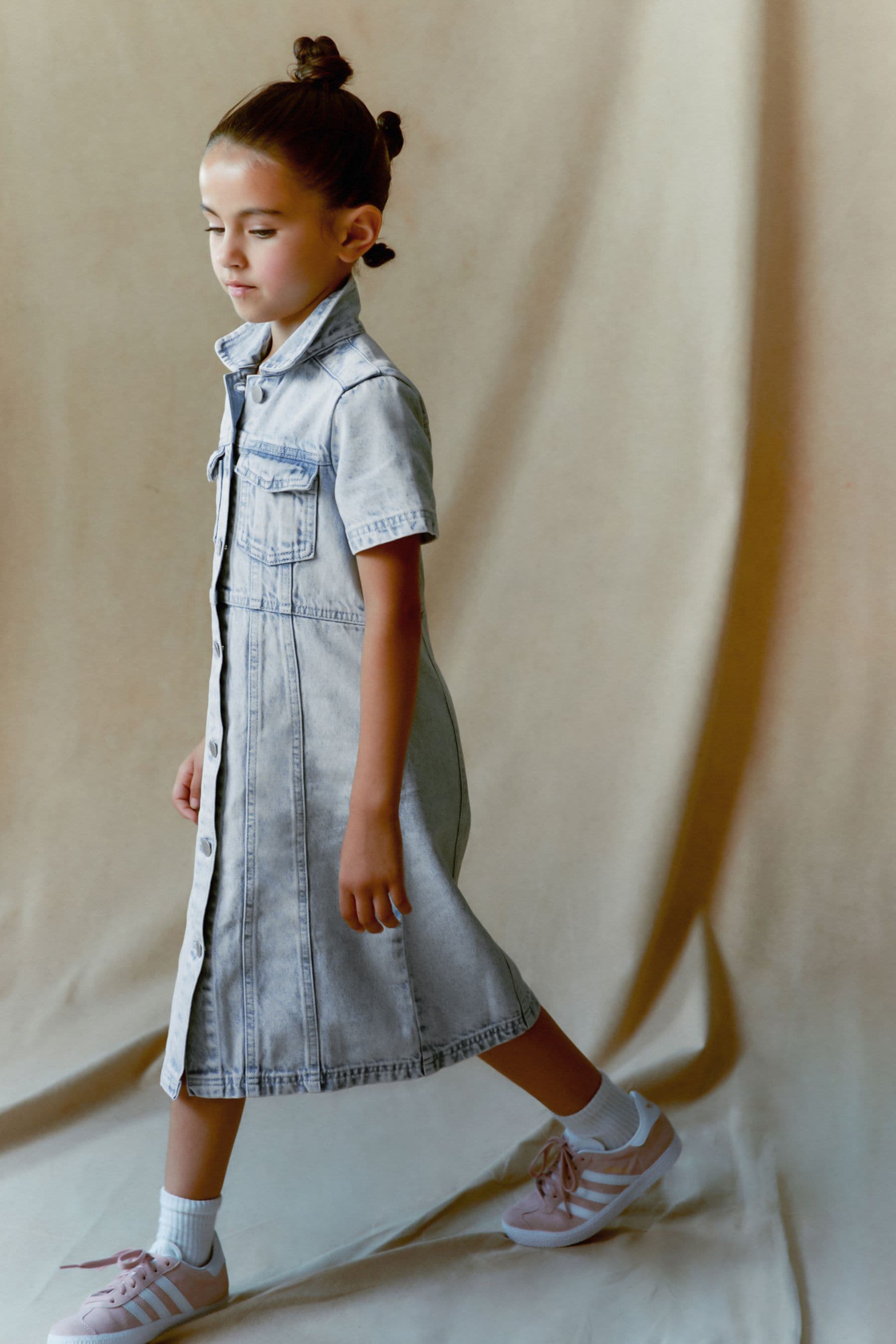 Maxi Length Blue Fitted Denim Dress (3-16yrs)