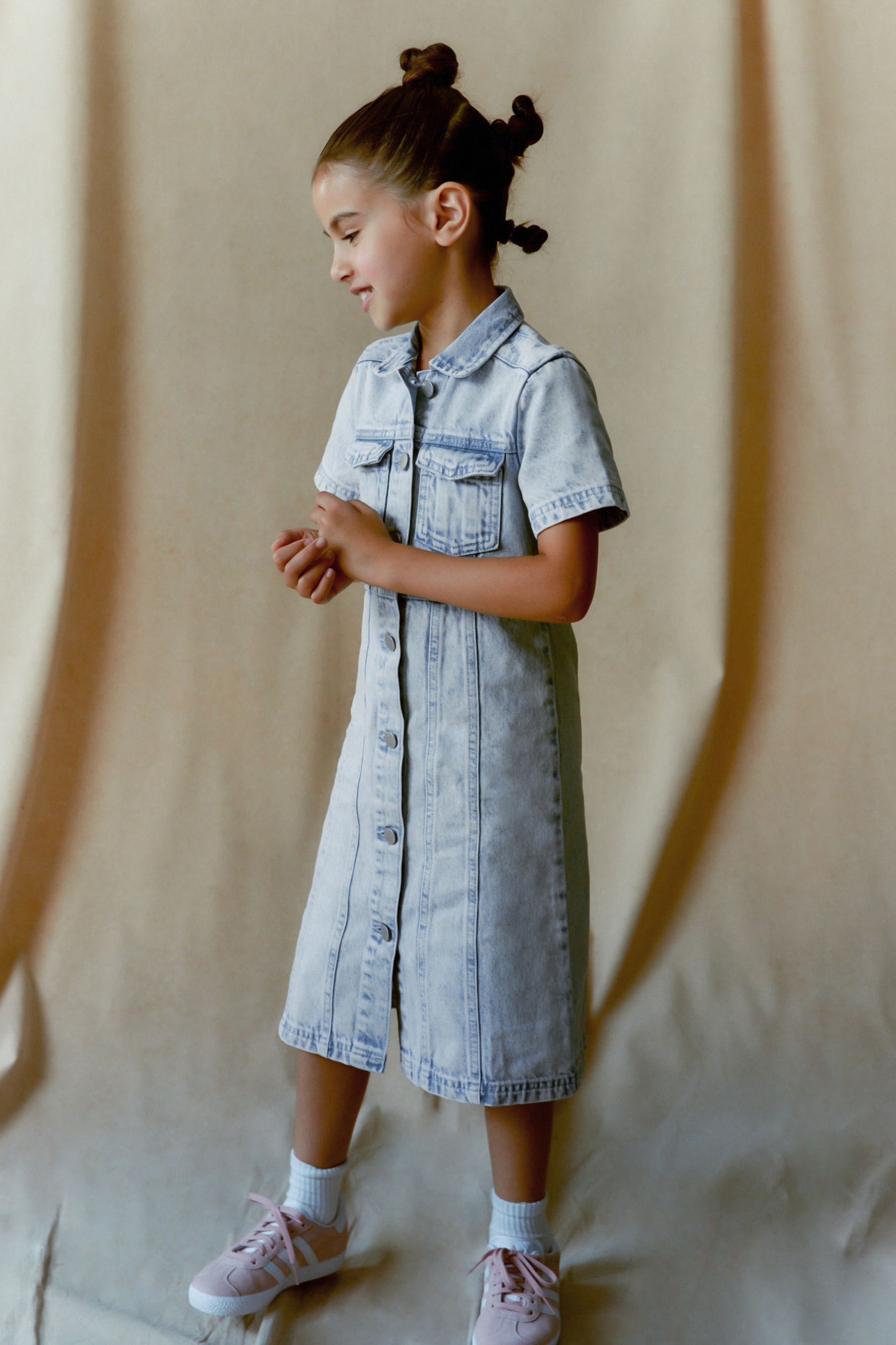 Maxi Length Blue Fitted Denim Dress (3-16yrs)