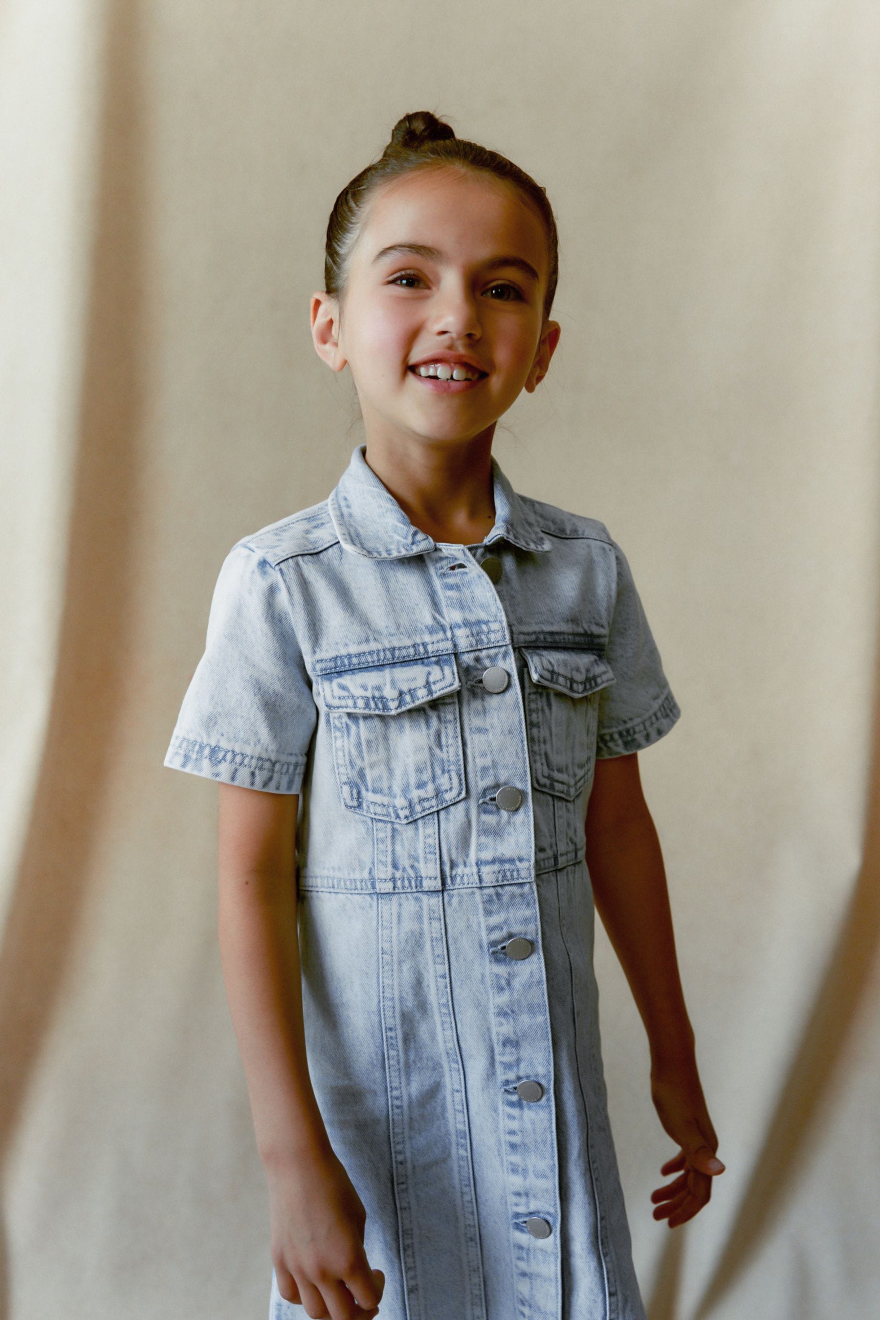 Maxi Length Blue Fitted Denim Dress (3-16yrs)