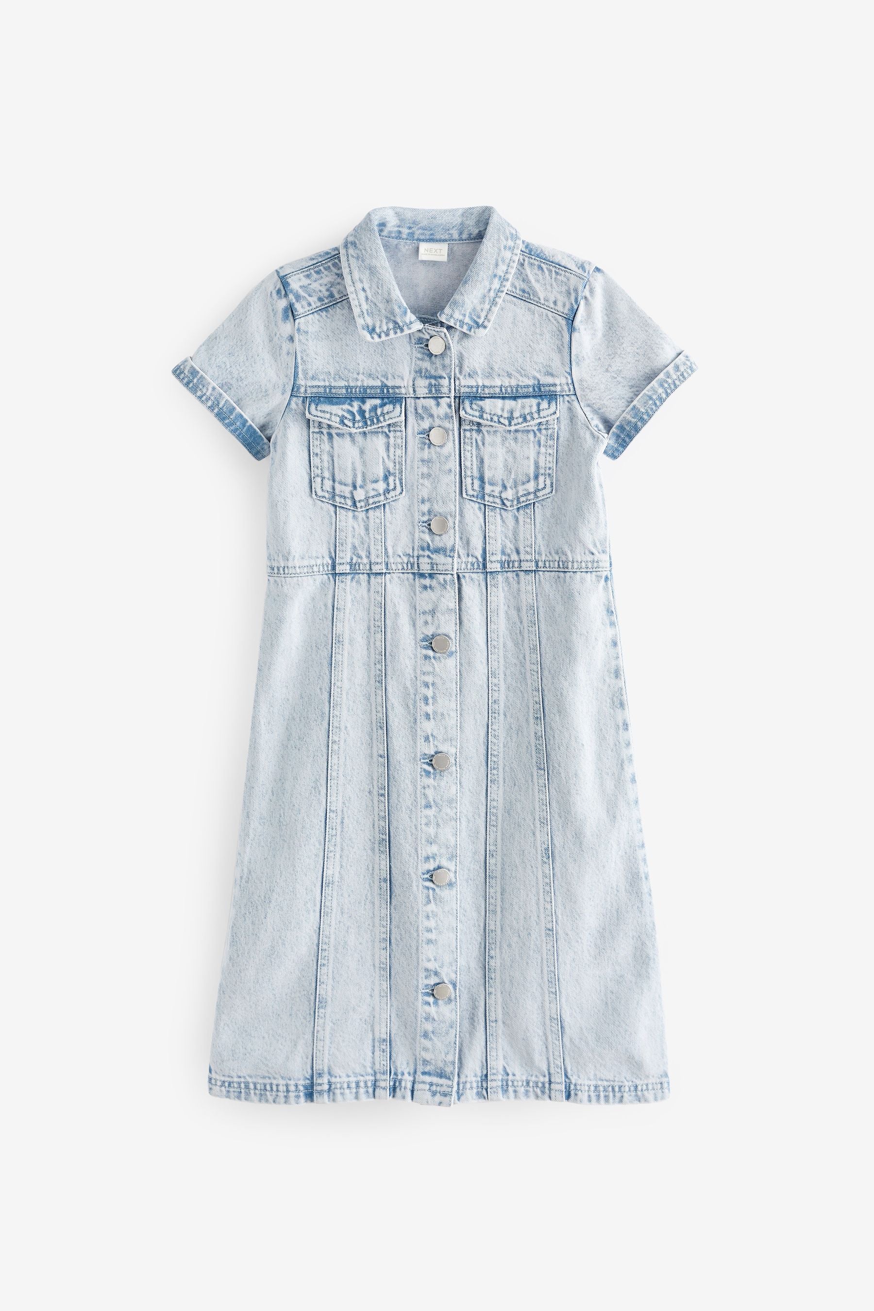 Maxi Length Blue Fitted Denim Dress (3-16yrs)