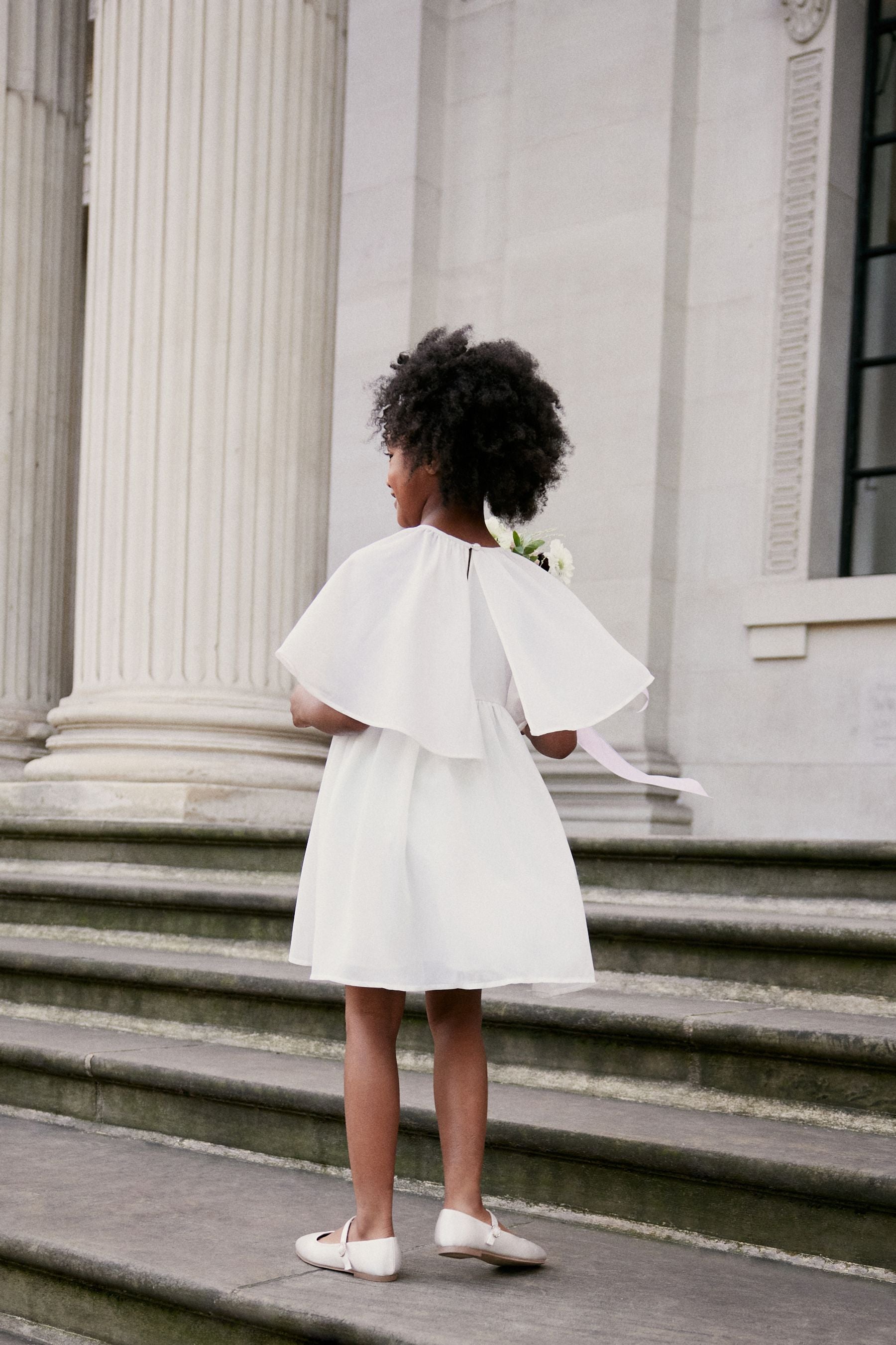 Ivory Cream Beaded Cape Dress (3-12yrs)