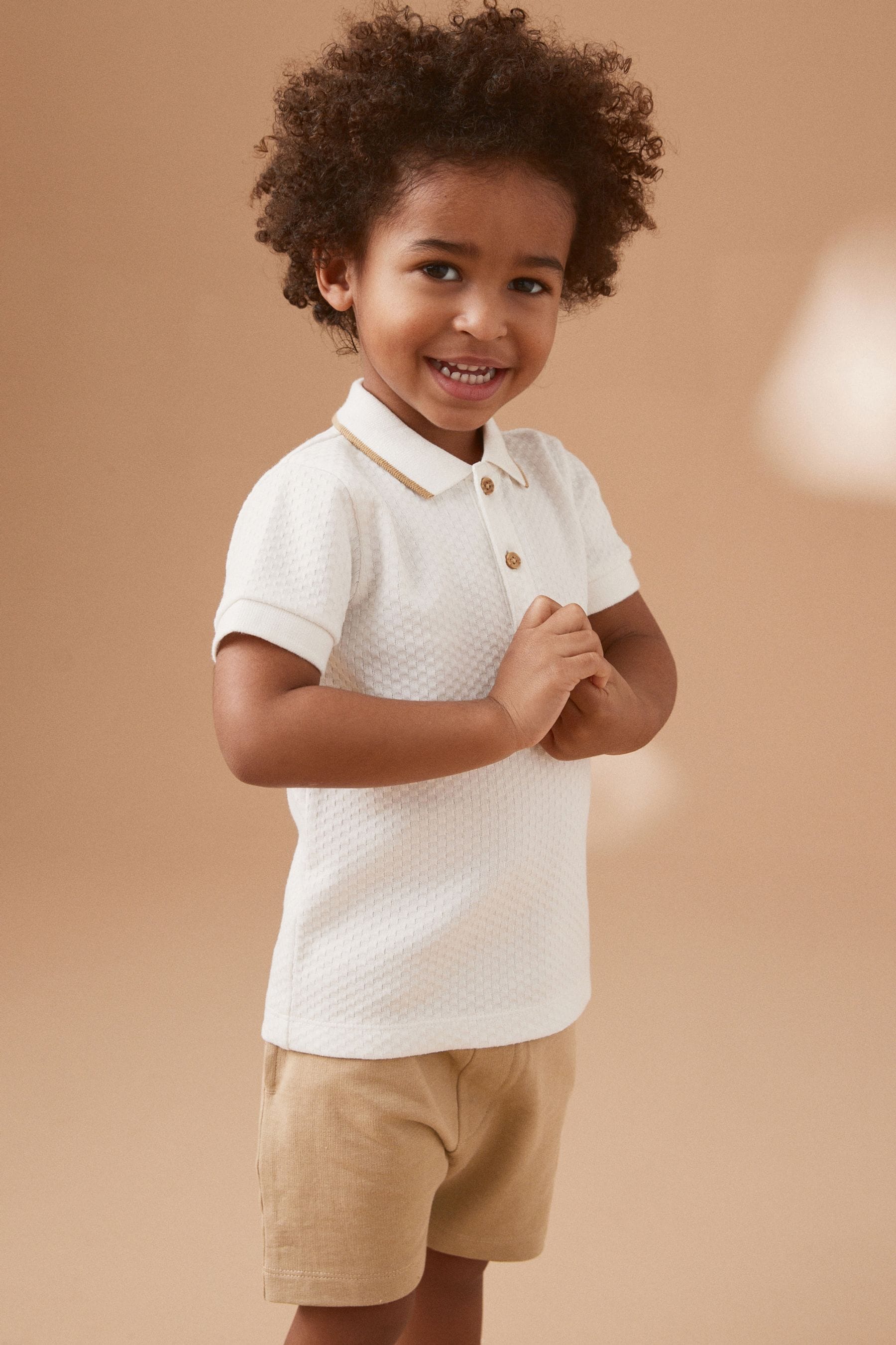 Neutral Short Sleeve Polo and Shorts Set (3mths-7yrs)