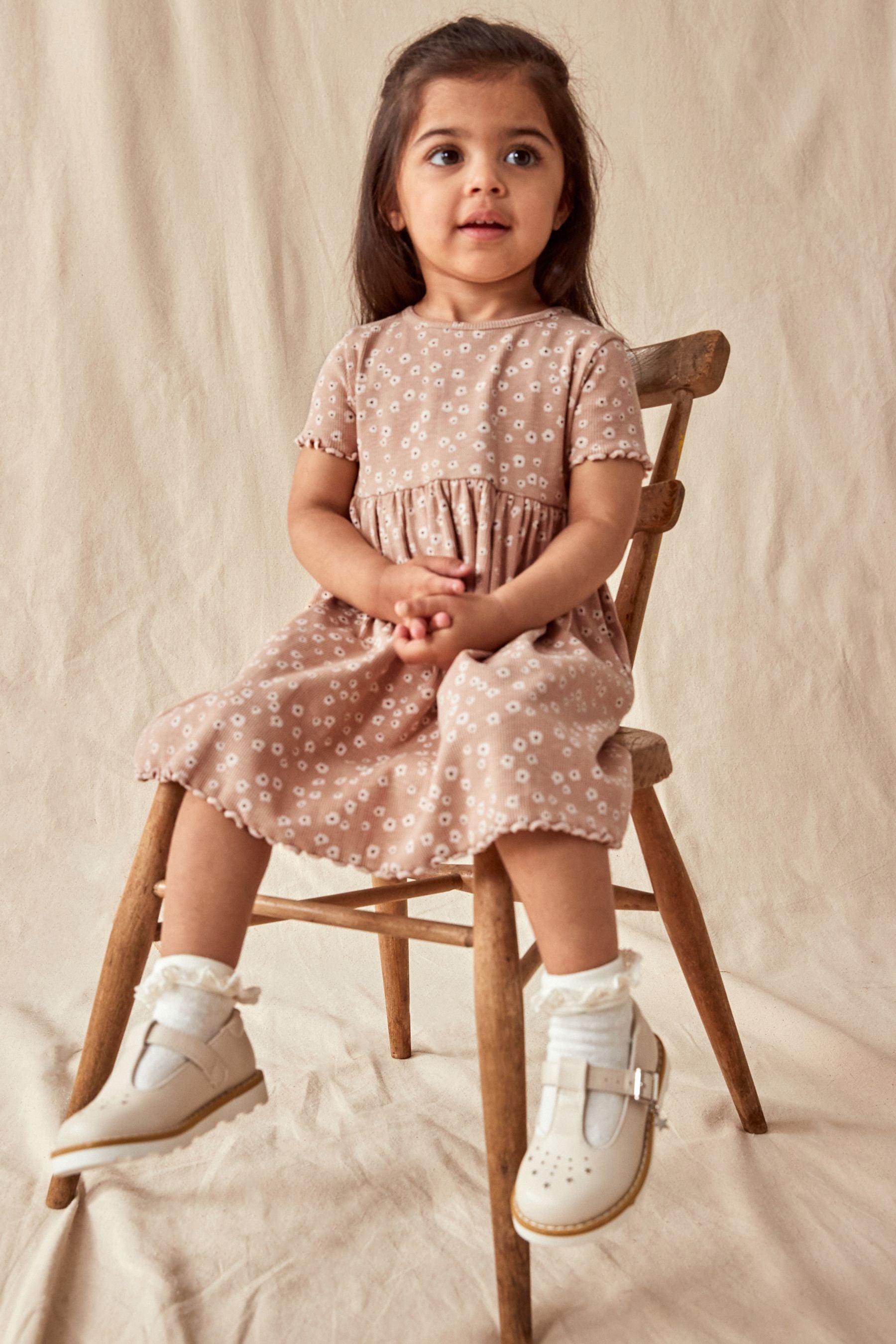 Neutral Ribbed Jersey Dress (3mths-7yrs)