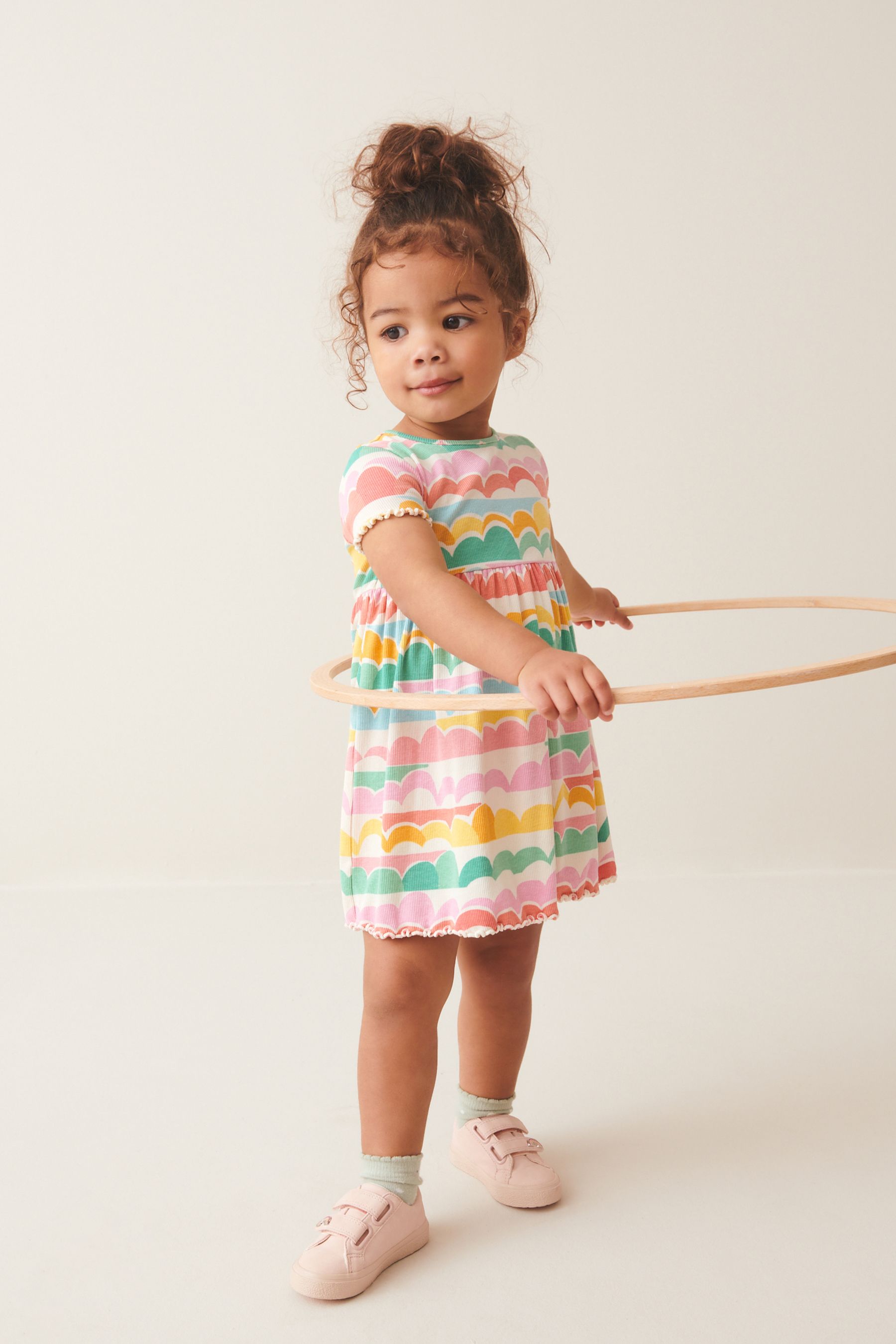 Rainbow Ribbed Jersey Dress (3mths-7yrs)