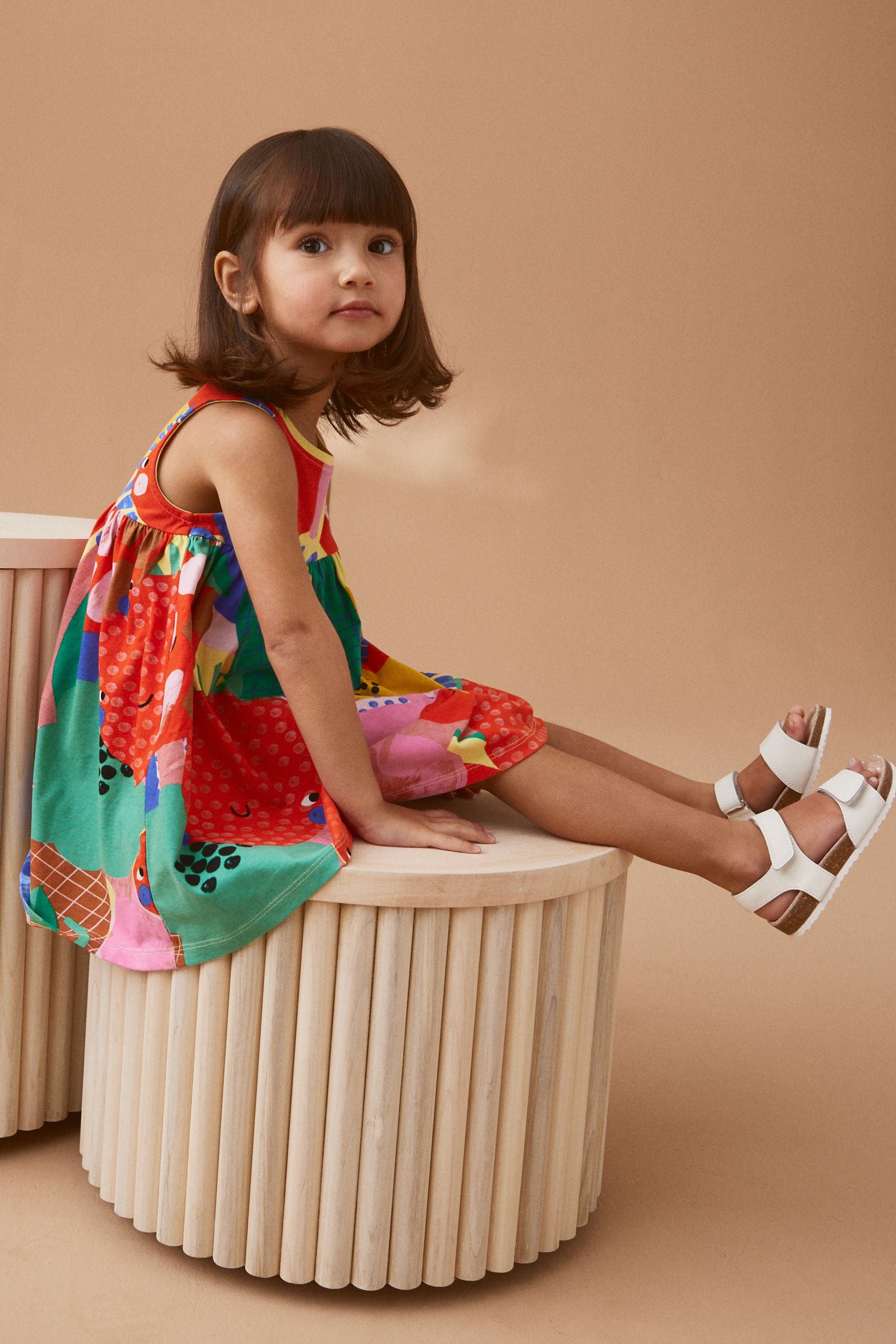 Multicoloured Sleeveless Jersey Dress (3mths-7yrs)