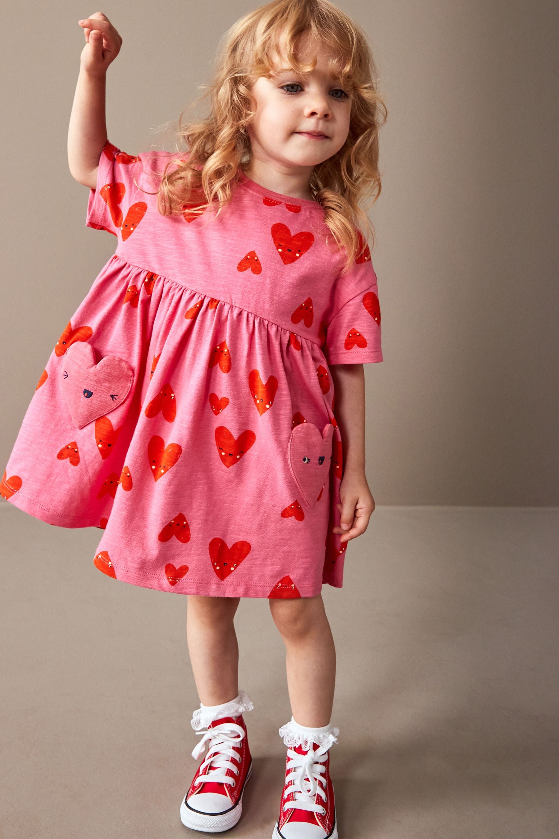 Pink Short Sleeve Cotton Jersey Dress (3mths-7yrs)