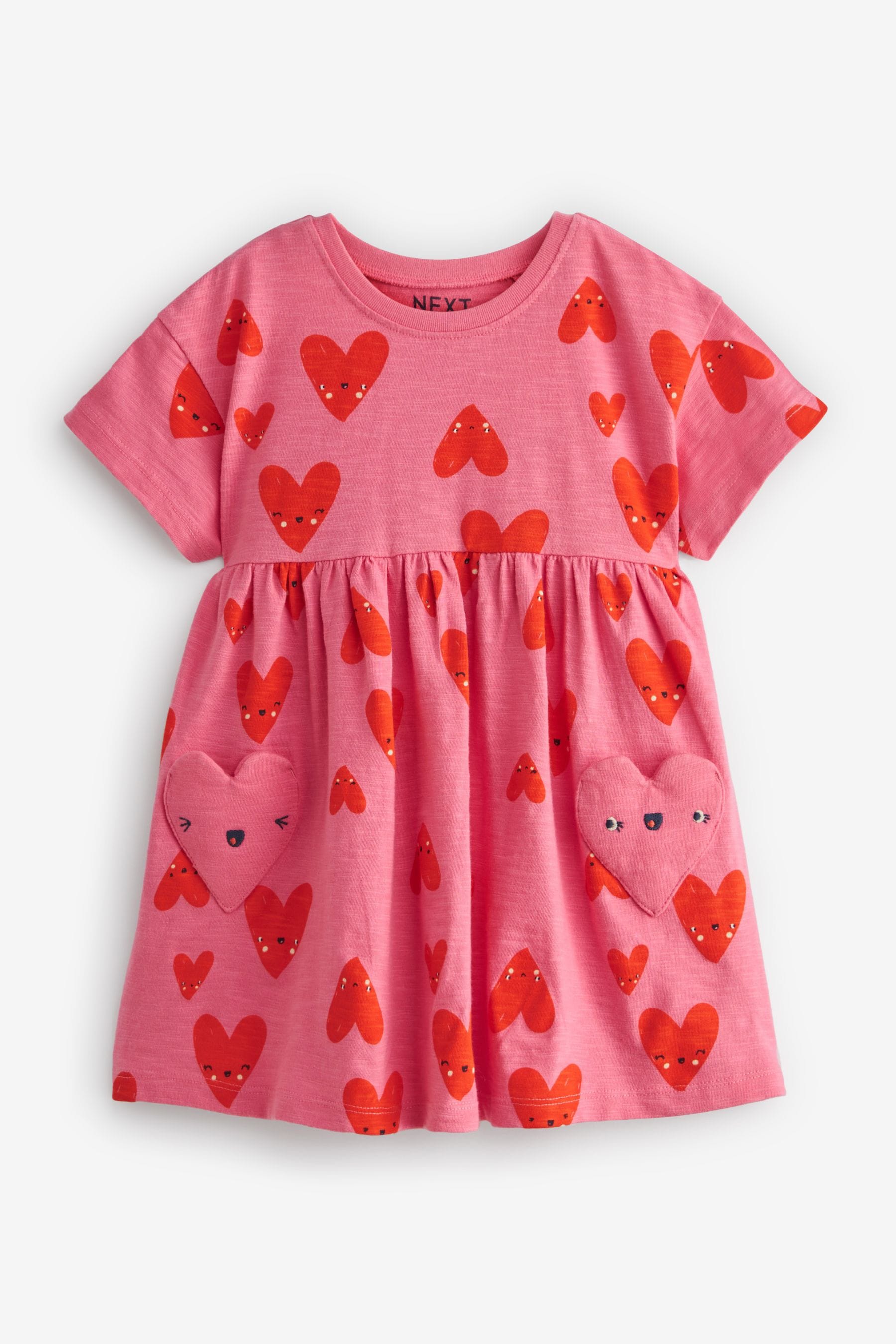 Pink Short Sleeve Cotton Jersey Dress (3mths-7yrs)