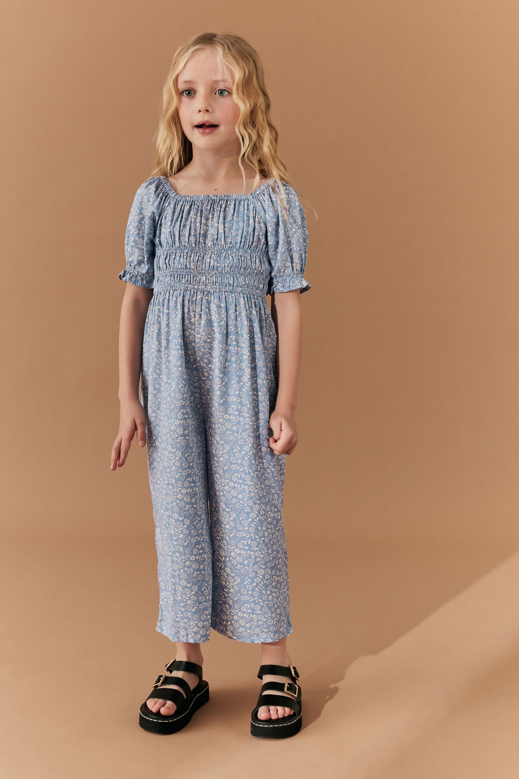 Blue Ditsy Printed Jumpsuit (3-16yrs)