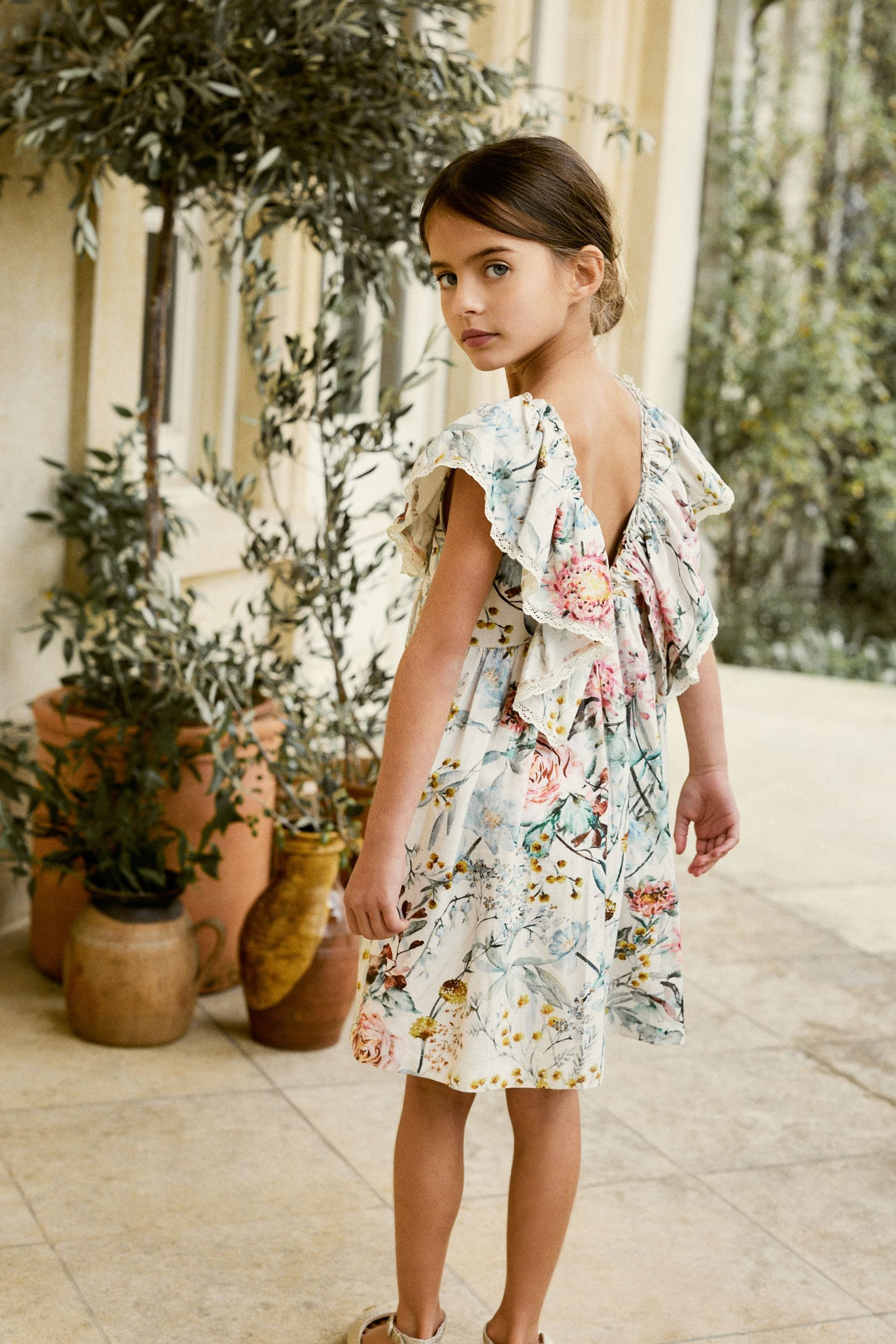 Pink Floral Printed Ruffle Dress (3-16yrs)