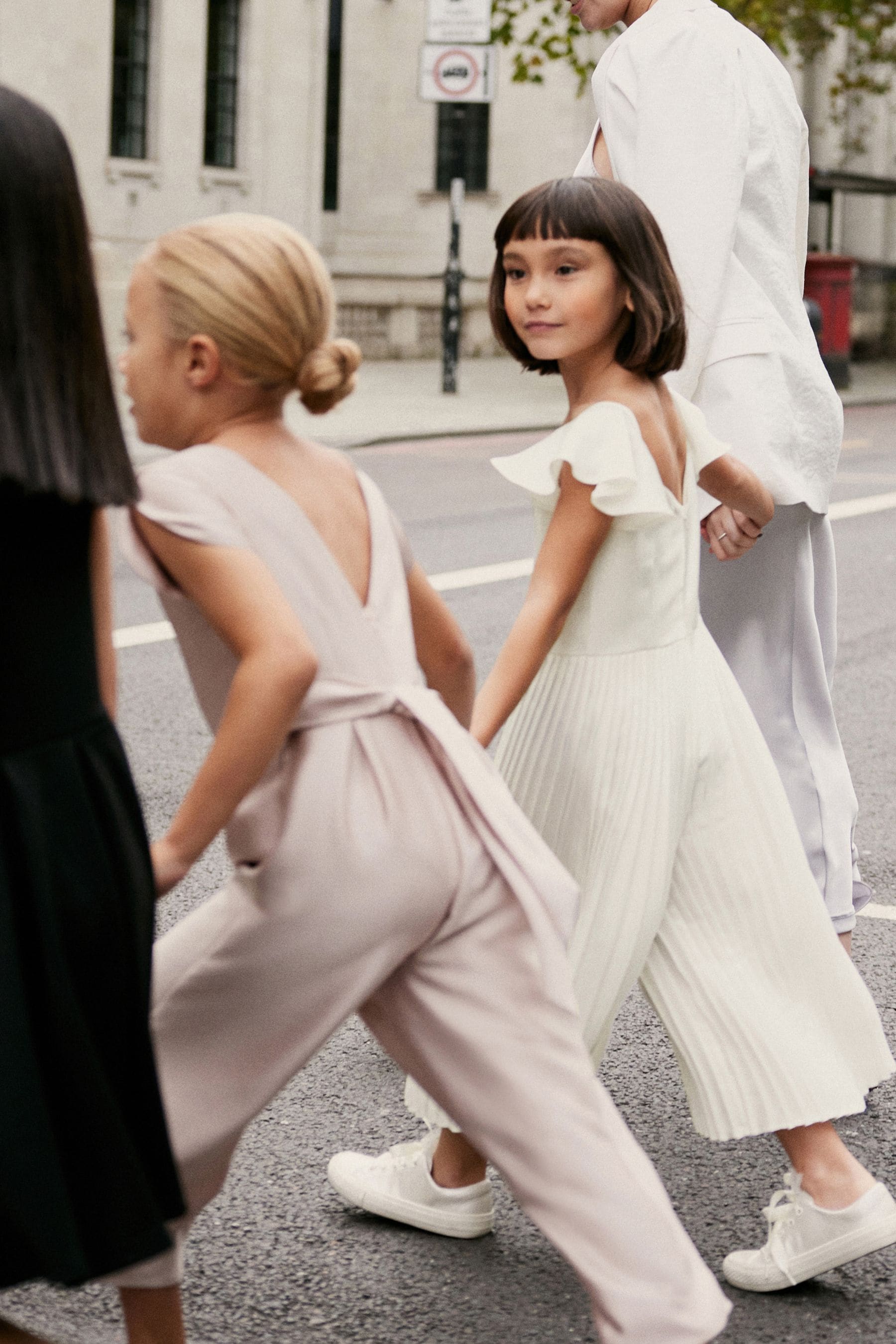 Ivory White Pleated Satin Jumpsuit (3-16yrs)