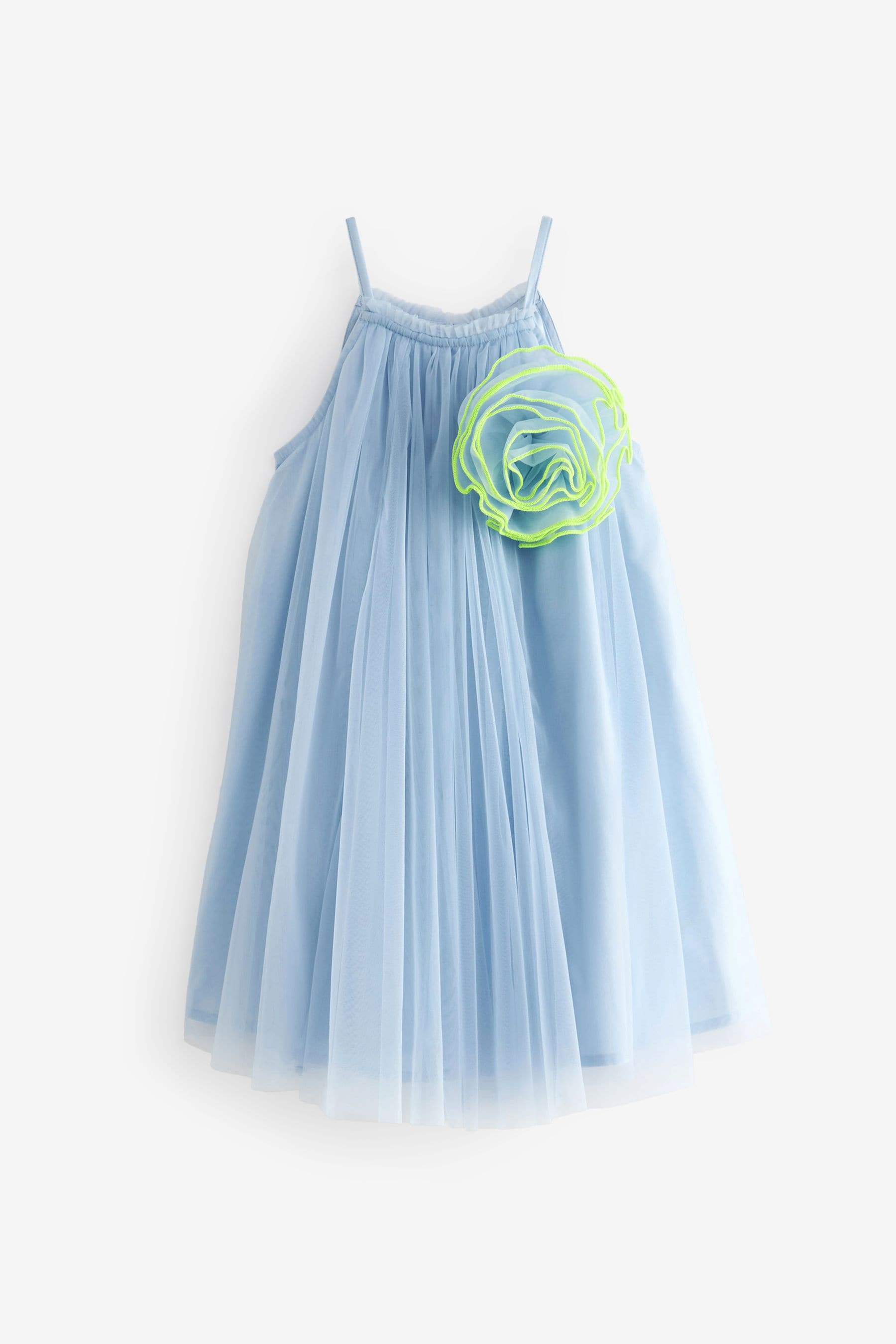 Blue Corsage Mesh Dress (3-16yrs)