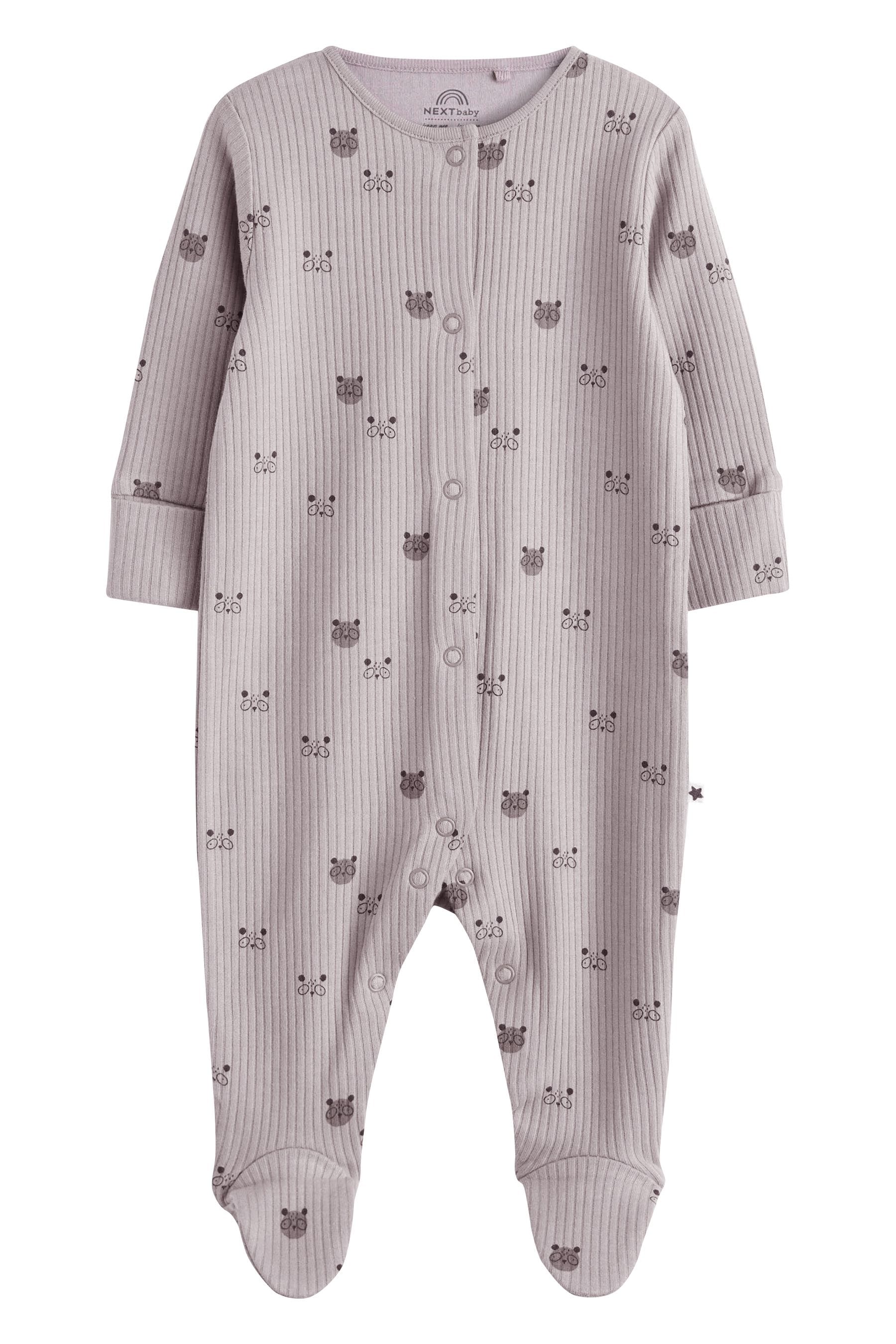 Muted Miniprint Baby Sleepsuit 5 Pack (0mths-2yrs)