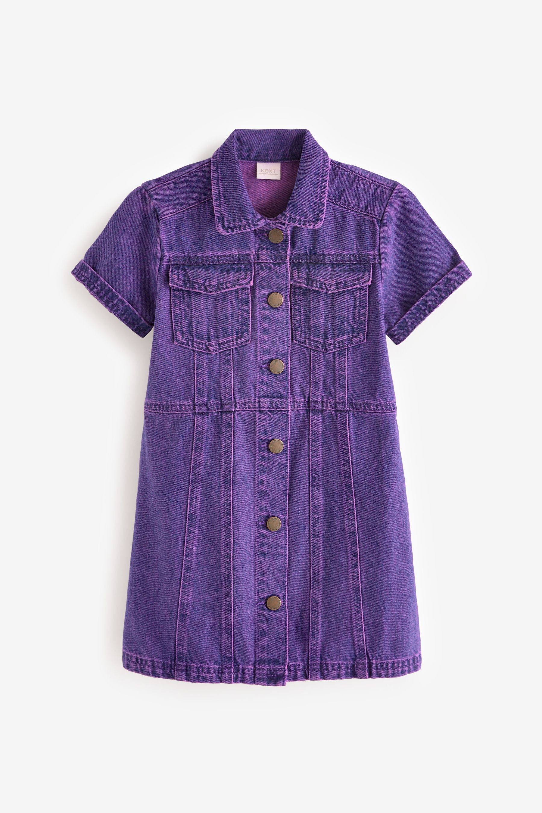 Purple Overdye Fitted Denim Dress (3-16yrs)