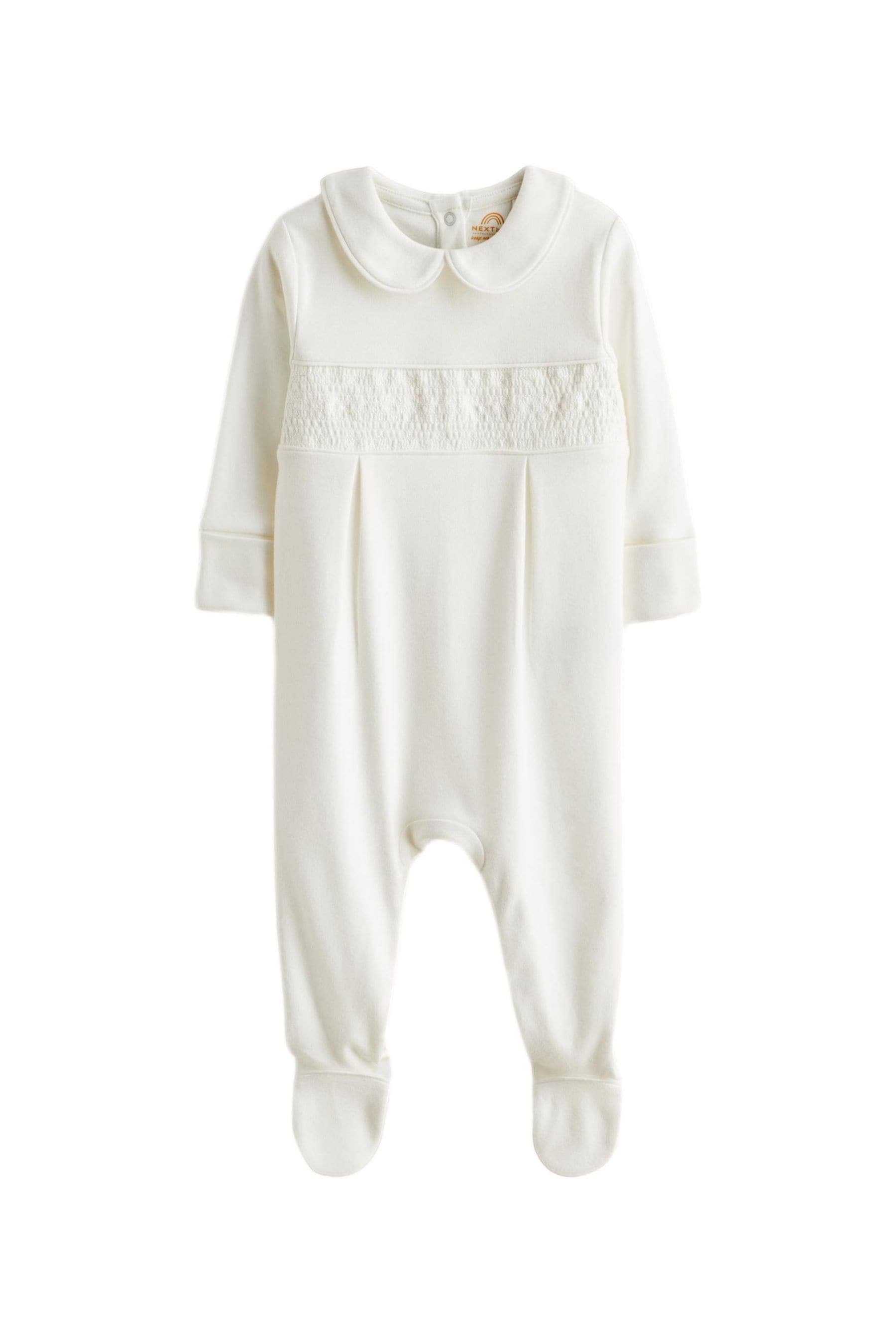 Cream Embroidered Baby Occasion Sleepsuit (0mths-2yrs)