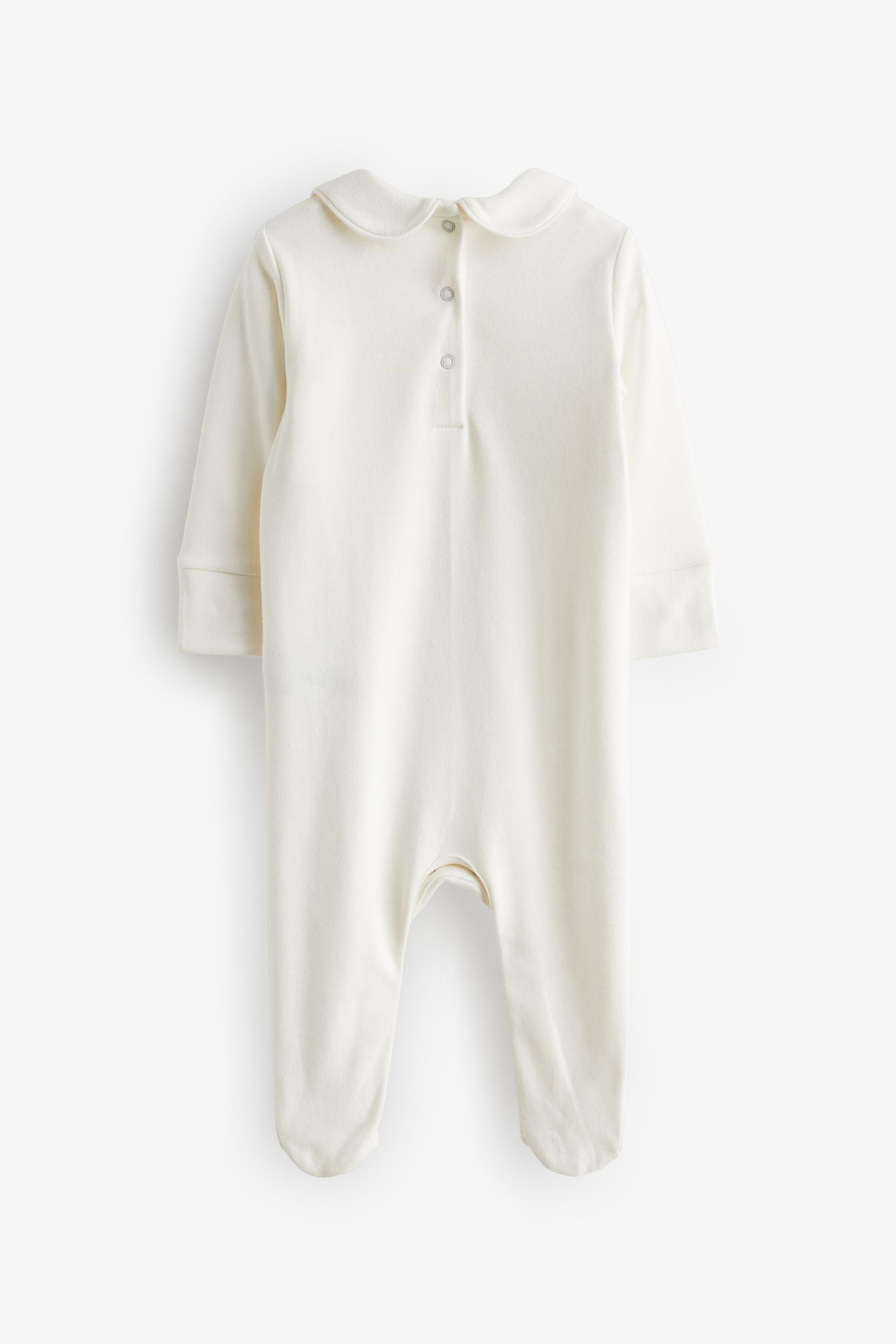 Cream Embroidered Baby Occasion Sleepsuit (0mths-2yrs)