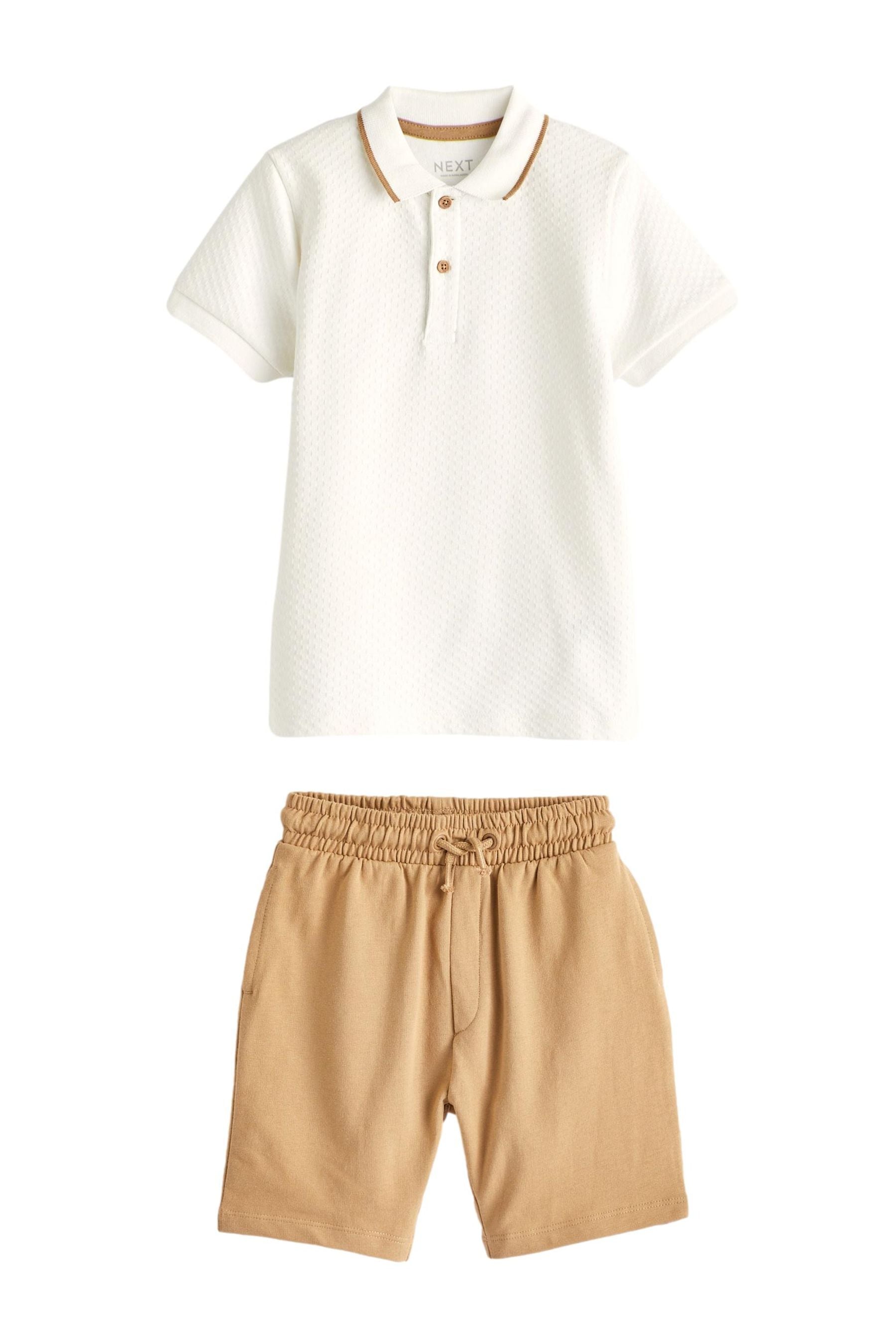 Neutral Short Sleeve Polo and Shorts Set (3mths-7yrs)