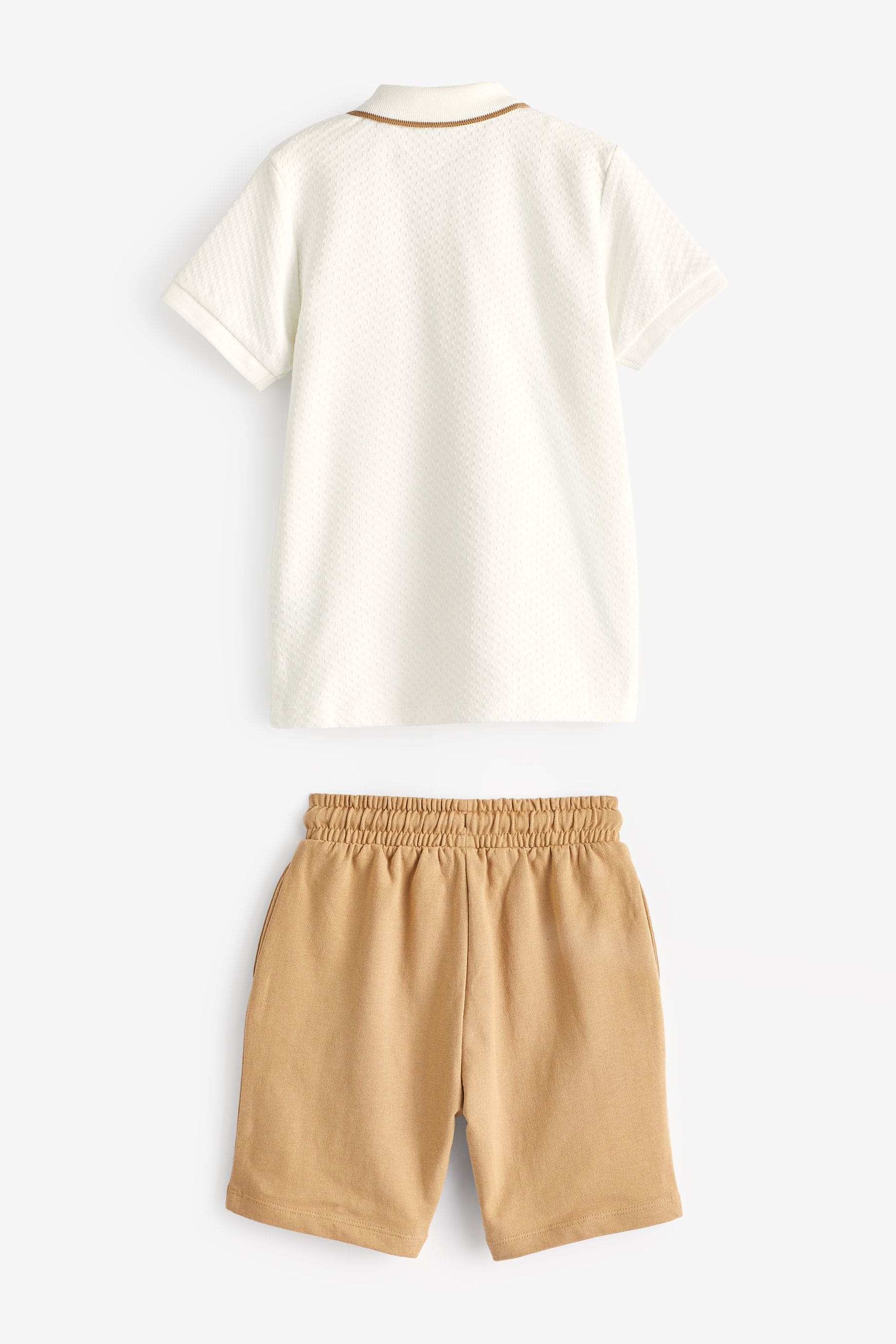 Neutral Short Sleeve Polo and Shorts Set (3mths-7yrs)