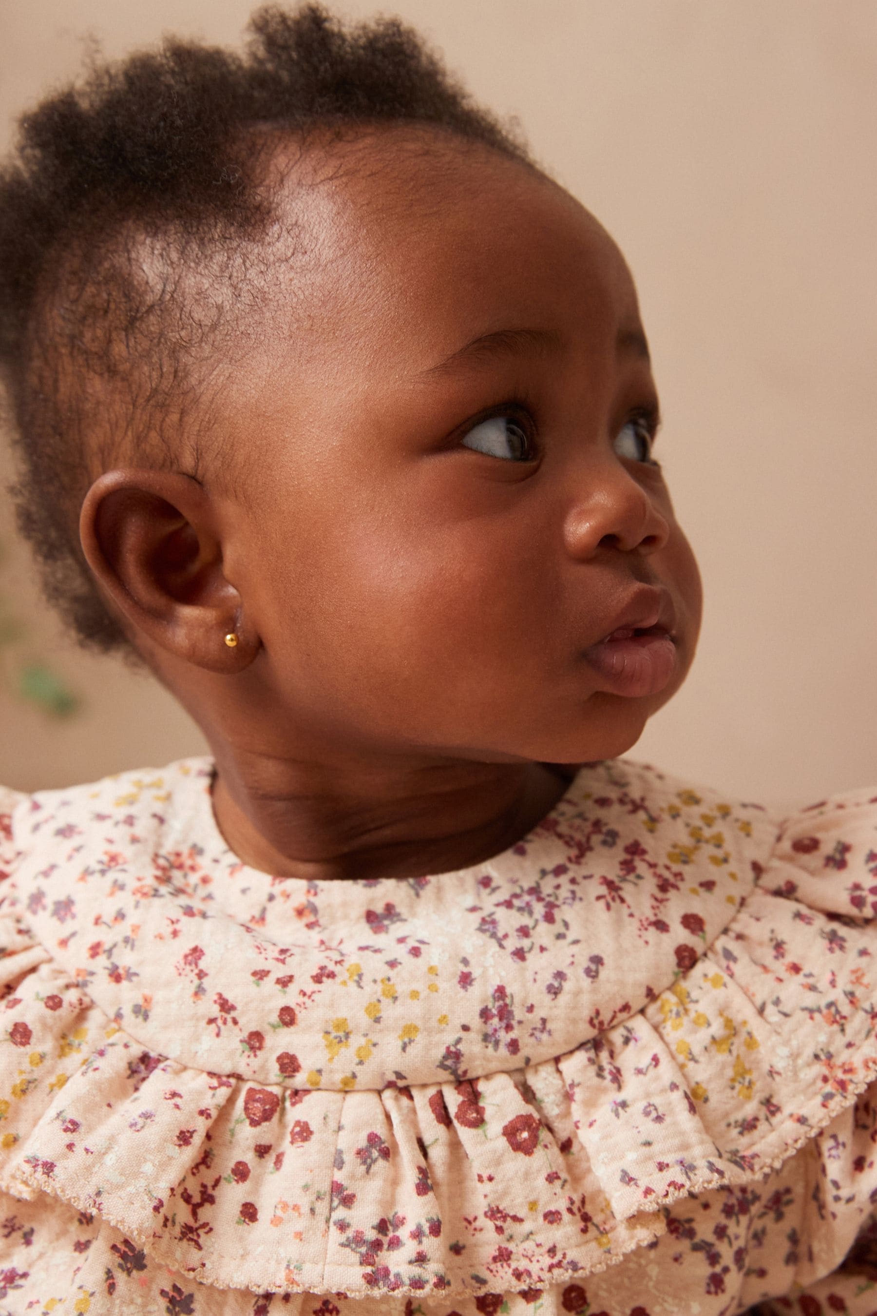 Beige Ditsy Floral Baby Bloomer Romper (0mths-3yrs)