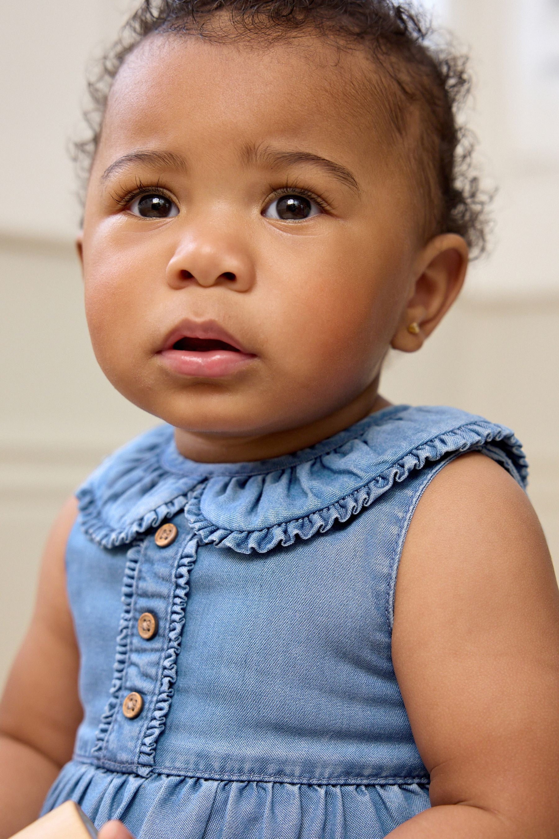 Denim Collared Baby Woven Jumpsuit (0mths-2yrs)