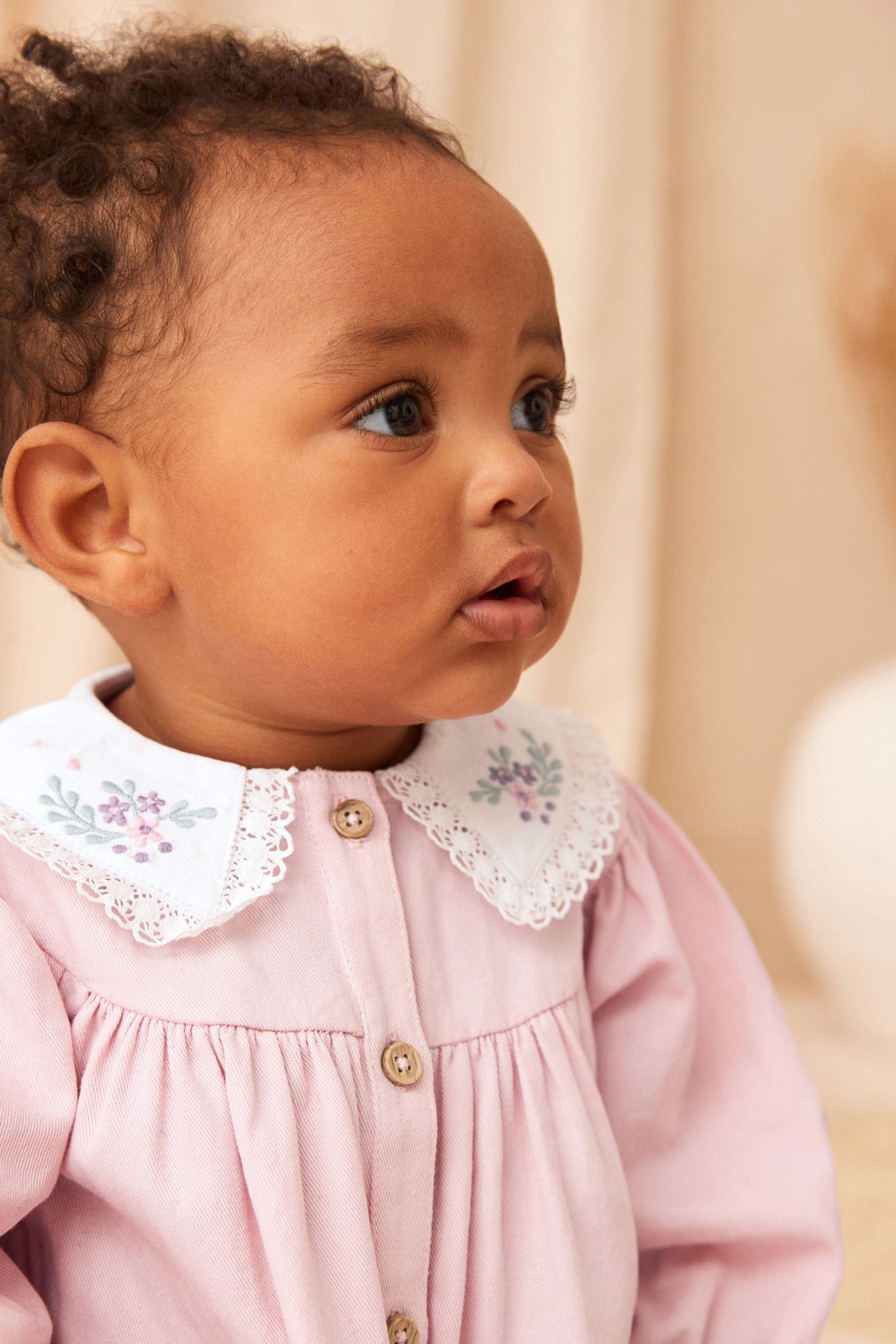 Pink 2 Piece Embroidered Baby Dress and Tights Set (0mths-2yrs)