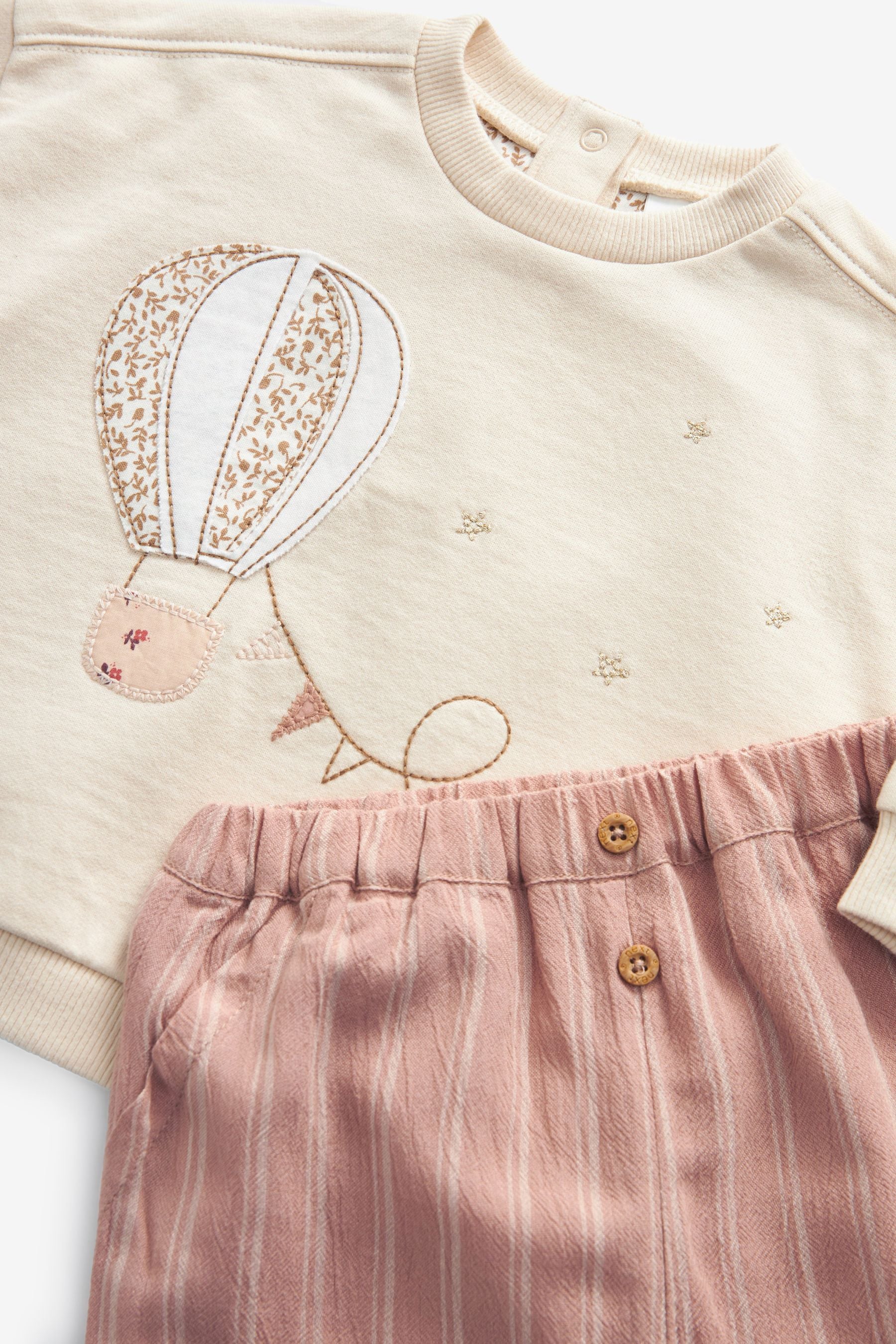 Pink/Cream 2pc Baby Sweater & Trousers Set