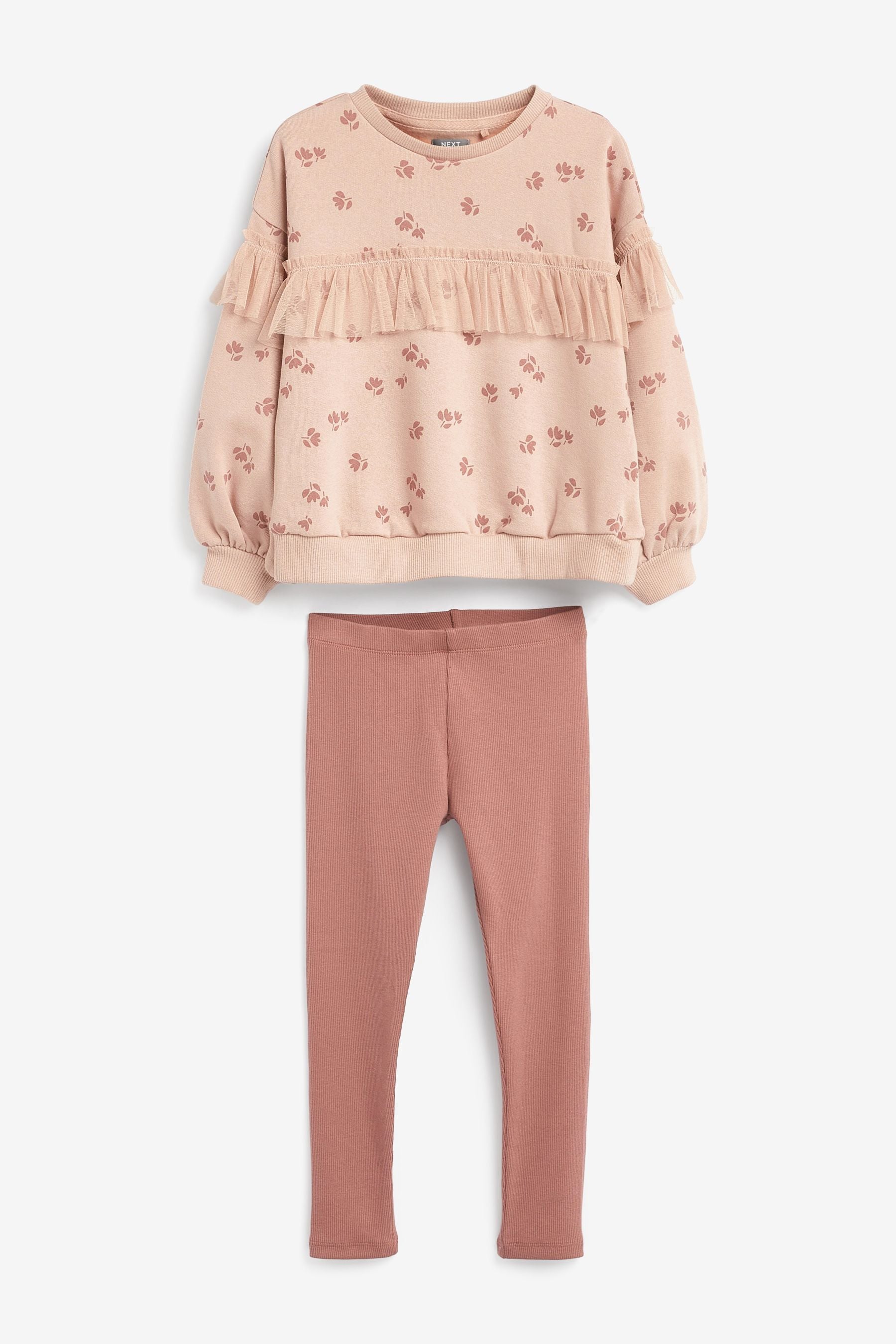 Pink Floral Sweatshirt And Leggings Set (3-16yrs)