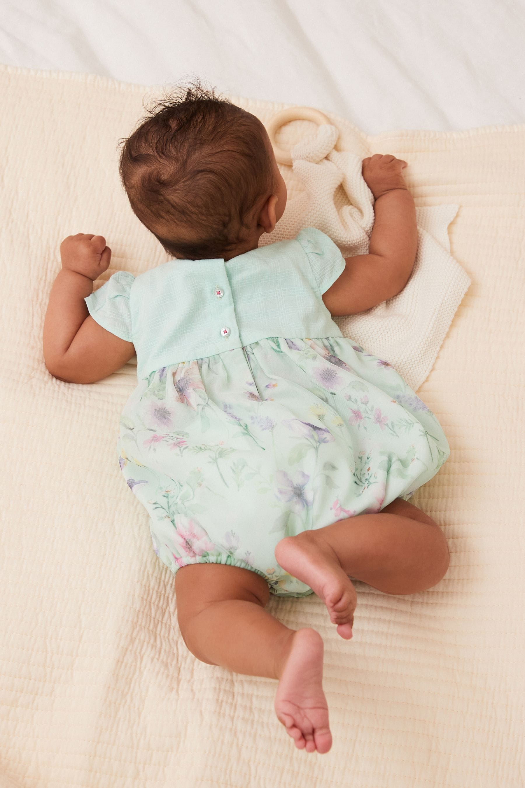 Green Floral Baby Bloomer Romper (0mths-2yrs)