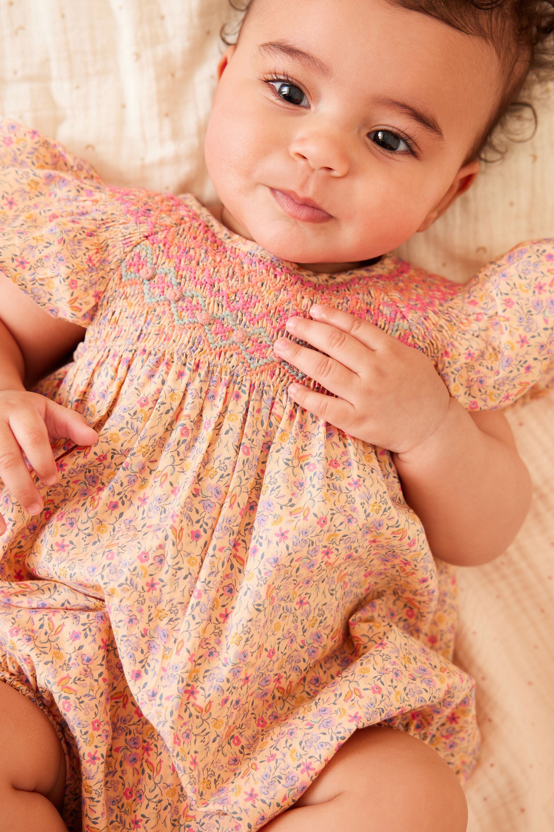 Pink Ditsy Floral Print Baby Romper (0mths-2yrs)