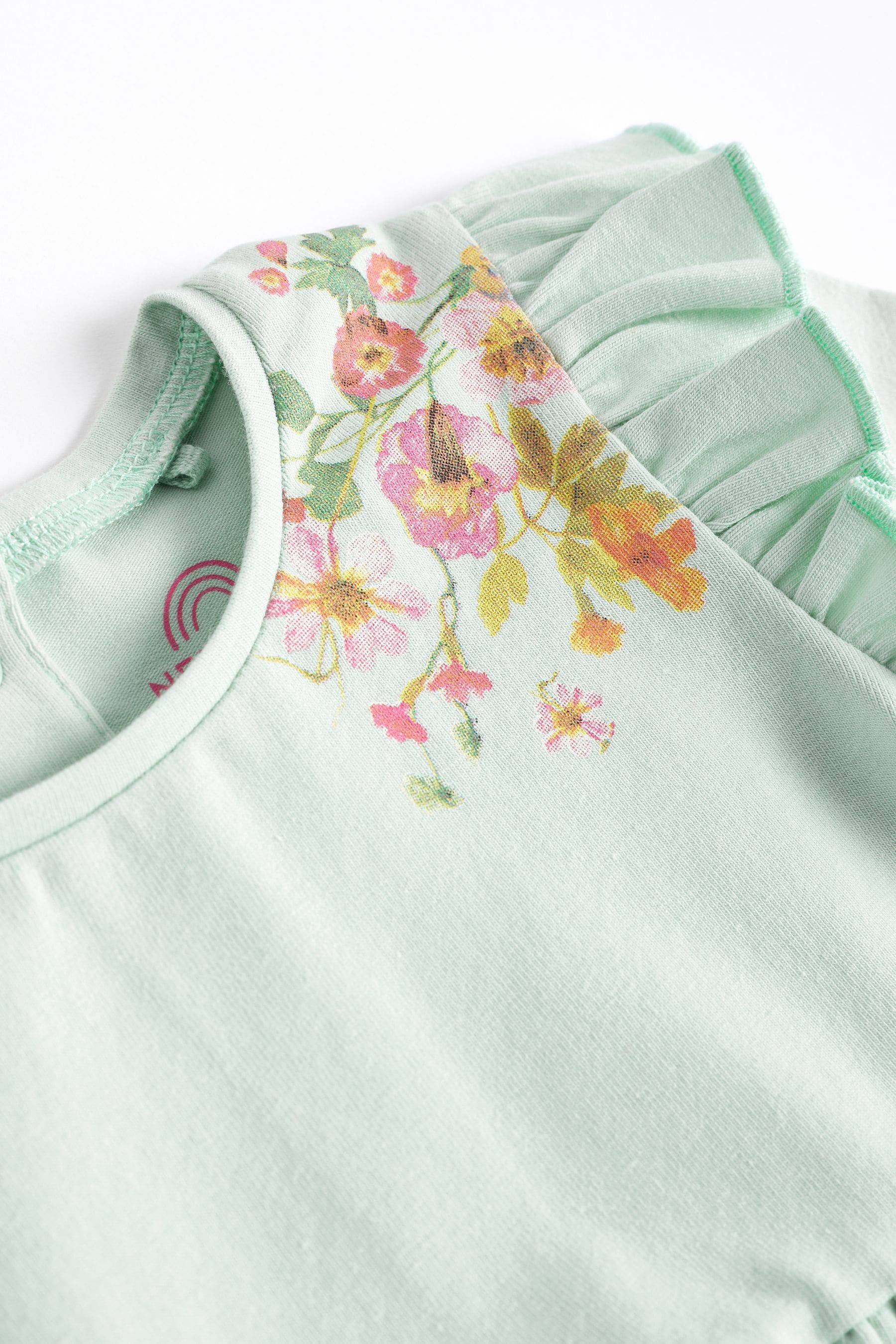 Pink & Mint Floral Baby Jersey Frill Dress 2 Pack (0mths-2yrs)